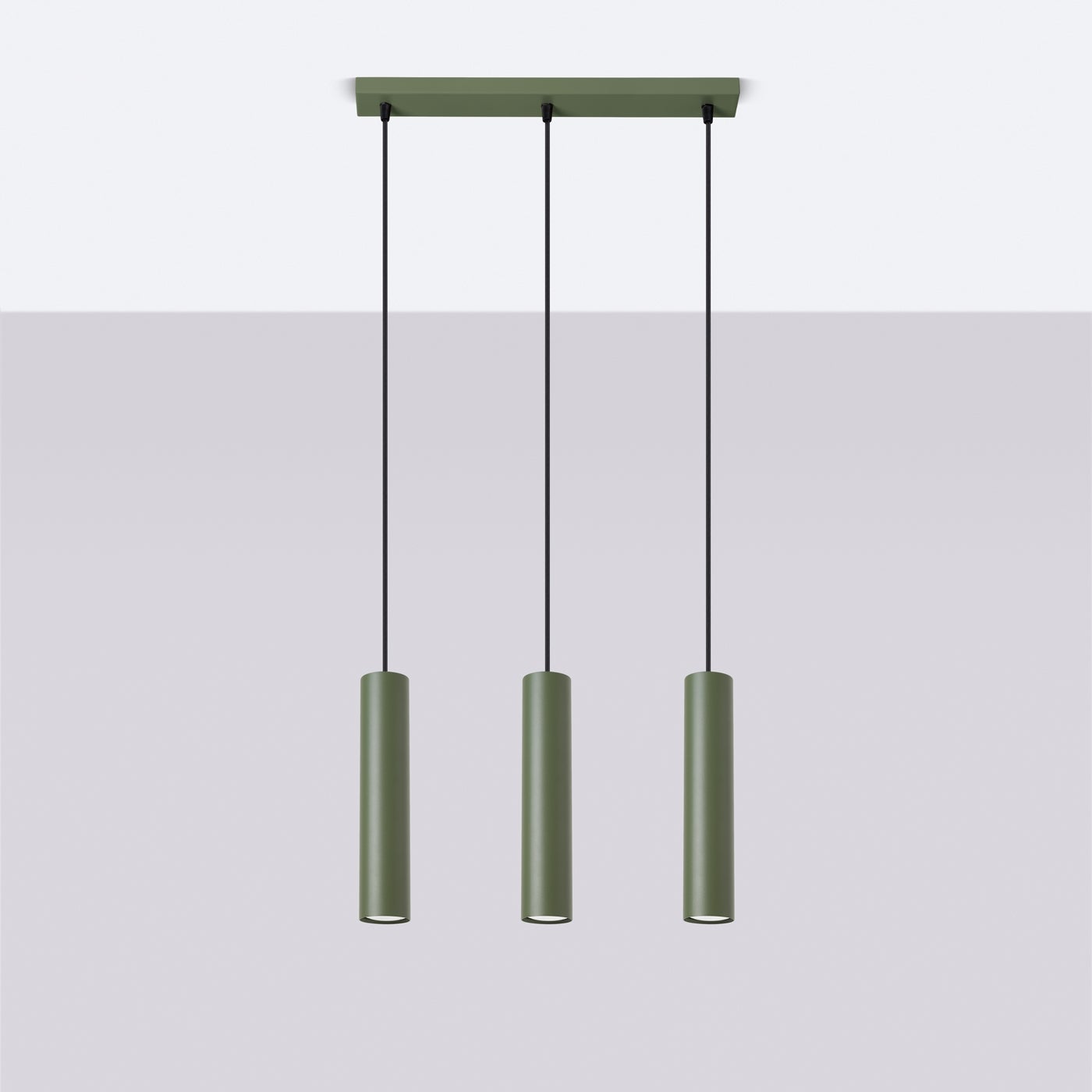Lampa wisząca TORIS 3L zielona oliwka LED 4000K - 45x6x98cm Sollux