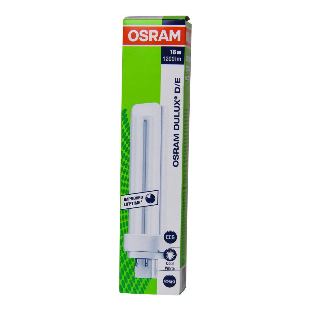 ampoule fluocompacte - osram dulux d/e - 18 watts - g24q2 - 4000k - 3