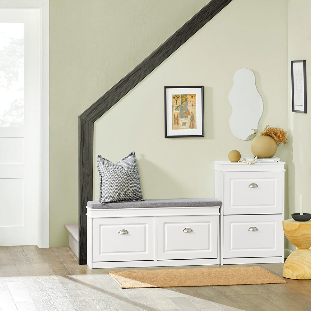 SoBuy Meuble de Rangement à Chaussures Armoire à Chaussures 2 abattants Meuble d'entrée Coffre Rangement Blanc, FSR78-W - 5