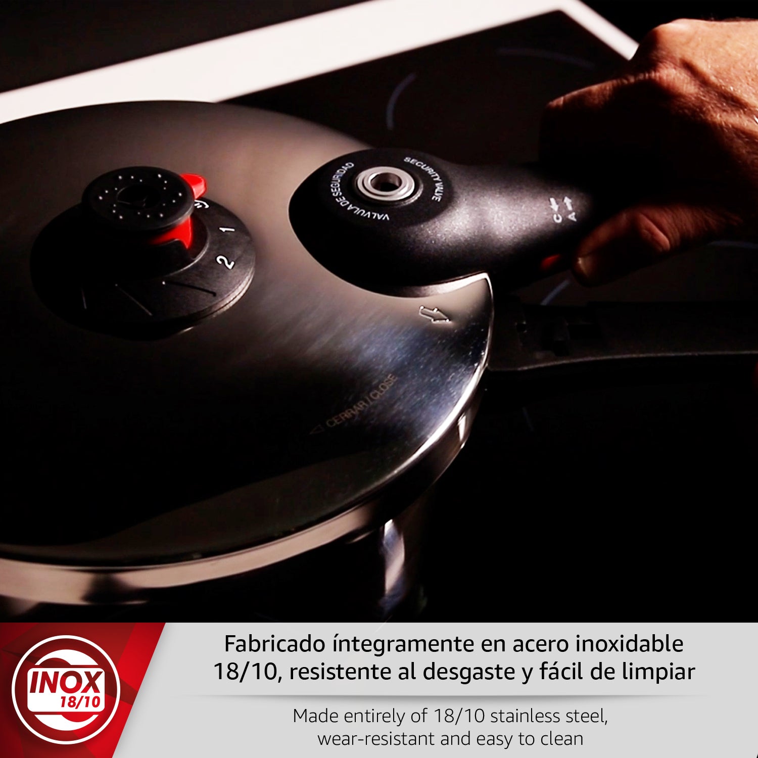 Magefesa EasyClick - Juego de Ollas Express Rápida 4 y 6L, Acero Inoxidable 18/10, Todo Tipo de Cocinas, Inducción, 2 Modos de Presión - 3