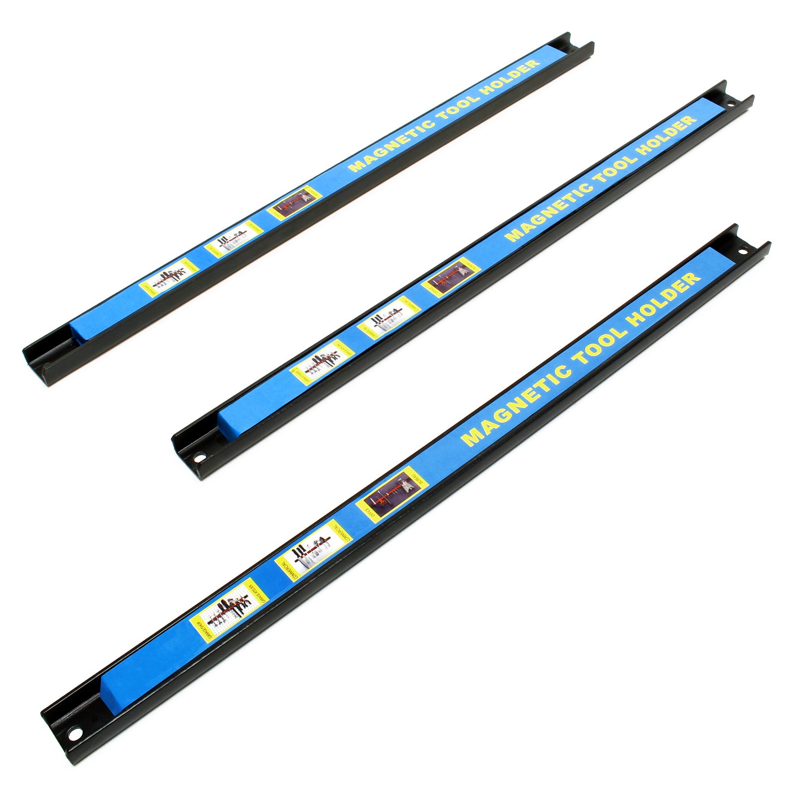 Kit 3 Barres Magnétiques WilTec 46cm - Porte-outils Mural, Capacité 13.6kg Par Barre