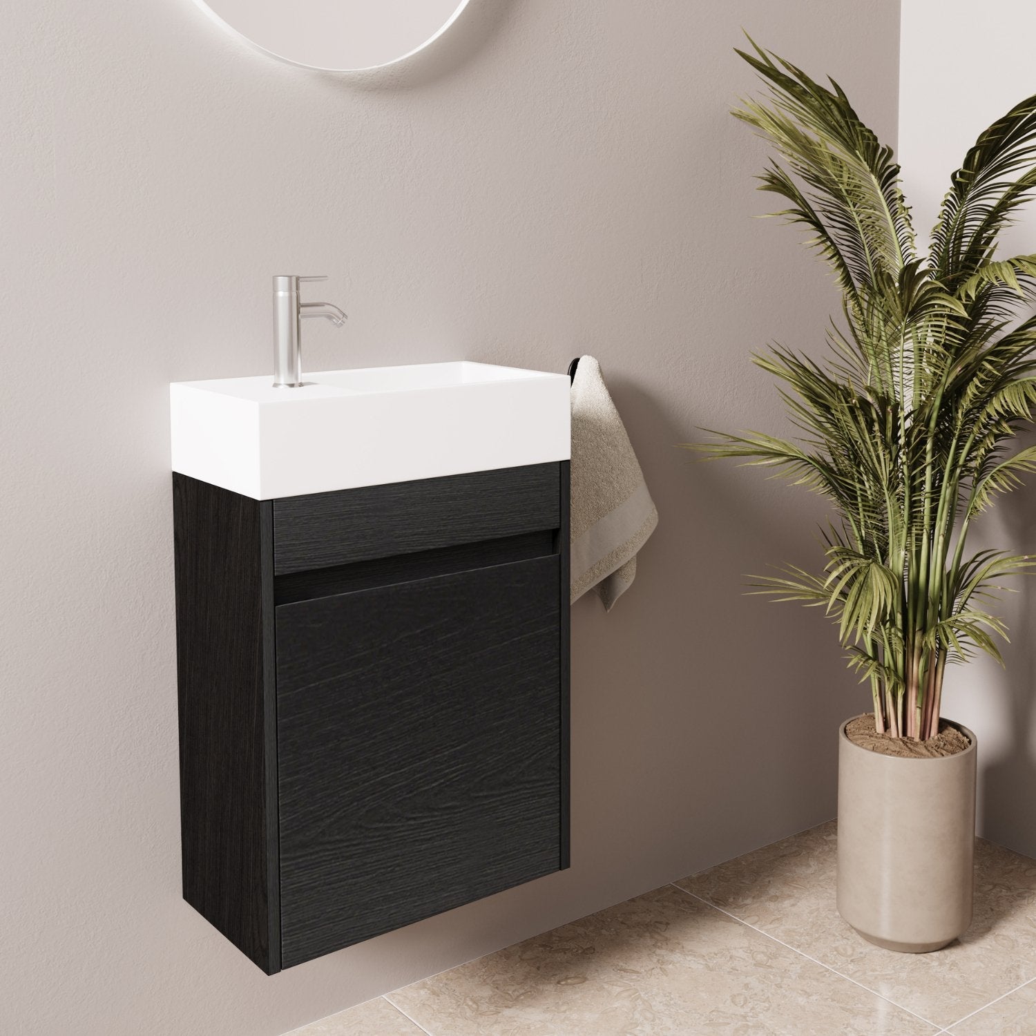 LOMAZOO meuble lave-mains Ibiza chêne noir - 40cm - 2