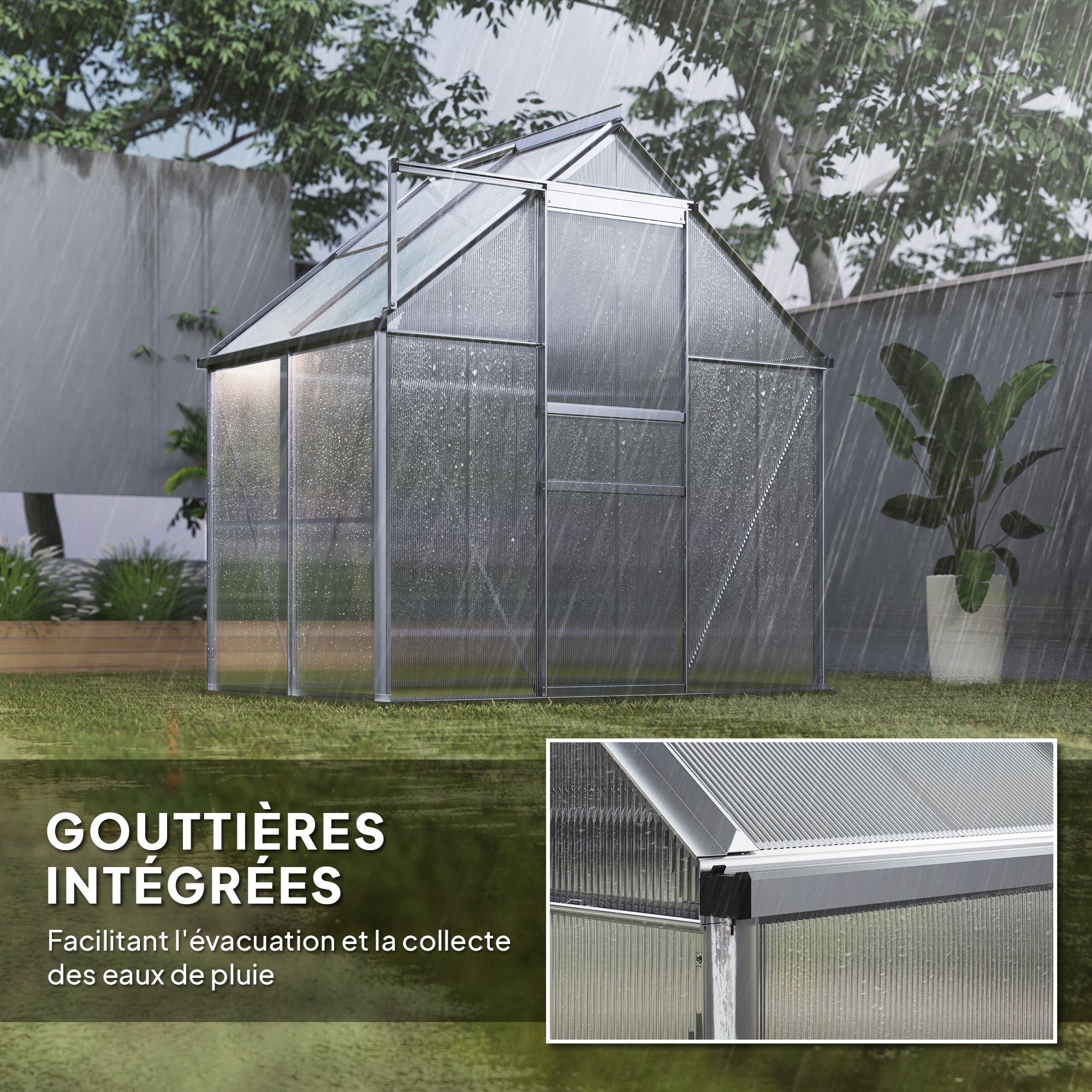 Serre de jardin polycarbonate Outsunny - 7
