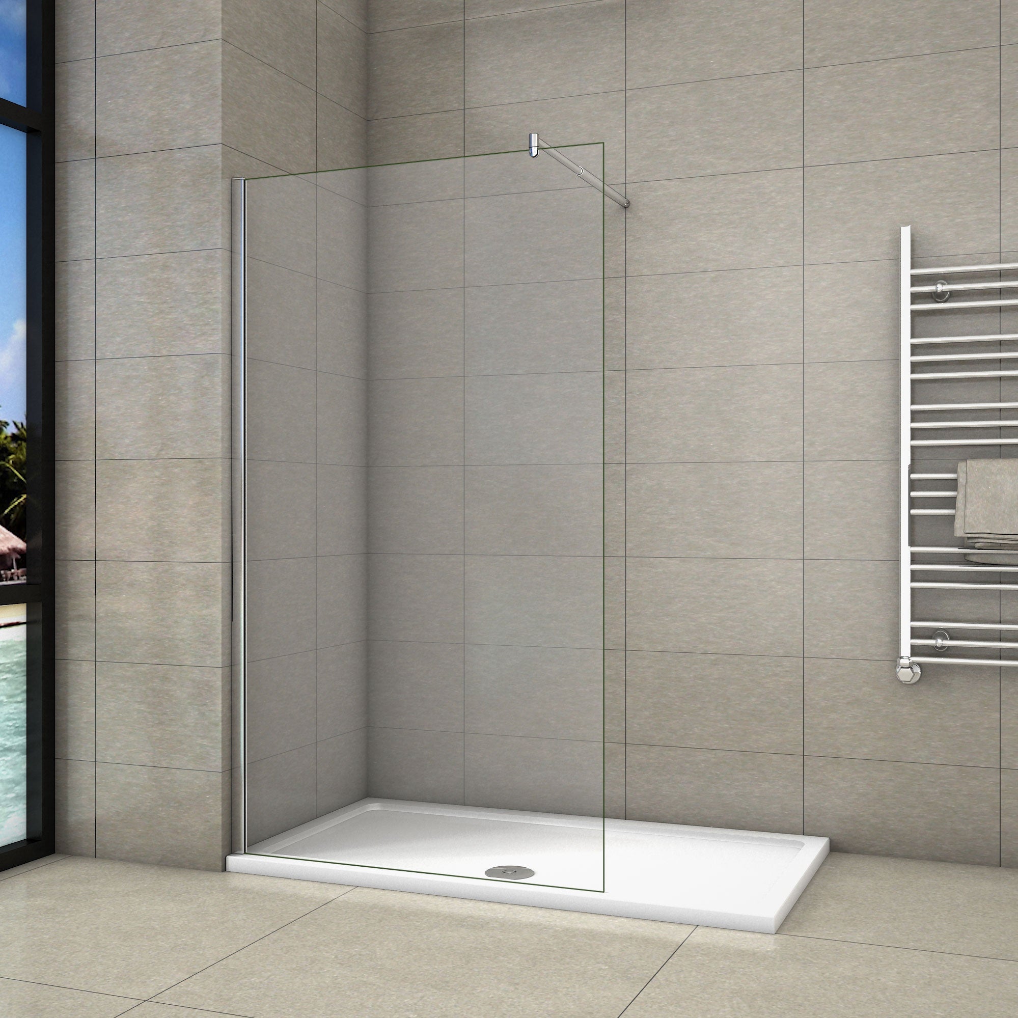 Box Doccia Walk-In 120x200cm - Vetro Temperato 8mm Anticalcare - Design Moderno Con Profili Alluminio - Foto 9