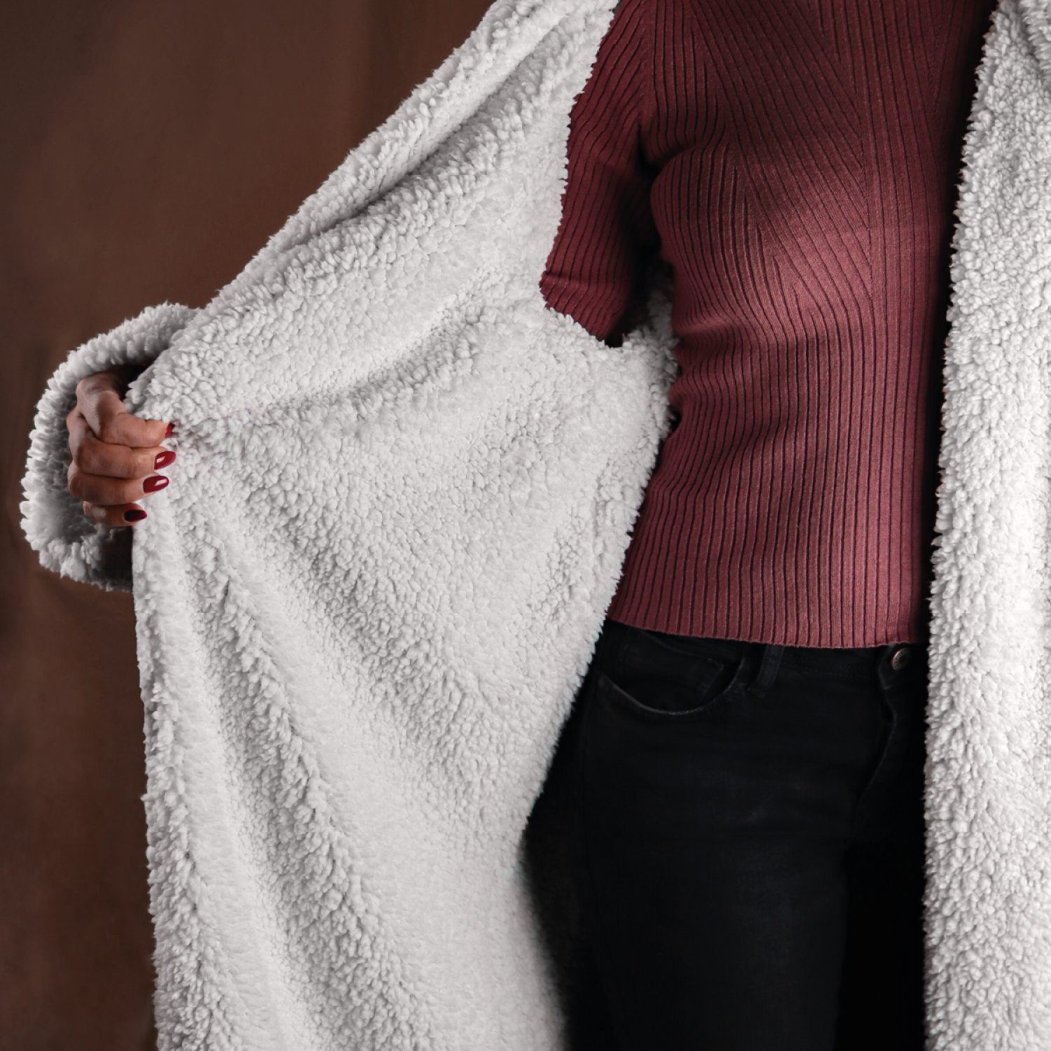 Couverture polaire, plaid intégral avec manches et poche - 140 x 210 cm - Sherpa et flanelle - Adulte - Bleu - Vivezen - 5
