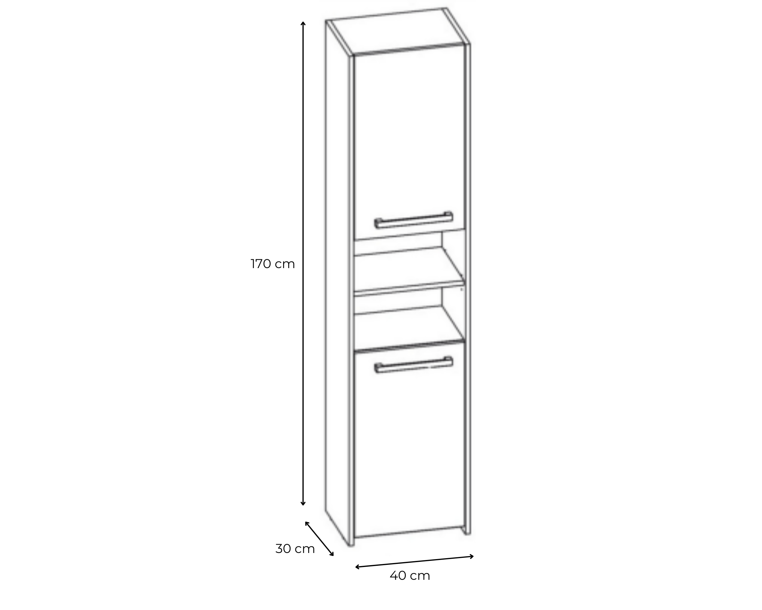 Hzuaneri Meuble Salle De Bain Blanc 40x30x170cm - Armoire Haute Avec Porte Vitrée, Tiroir Et Étagères Réglables
