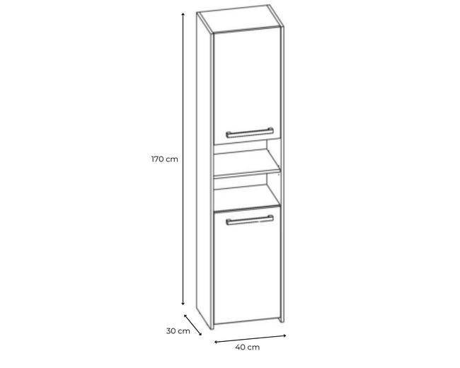 Hzuaneri Meuble Salle De Bain Blanc 40x30x170cm - Armoire Haute Avec Porte Vitrée, Tiroir Et Étagères Réglables