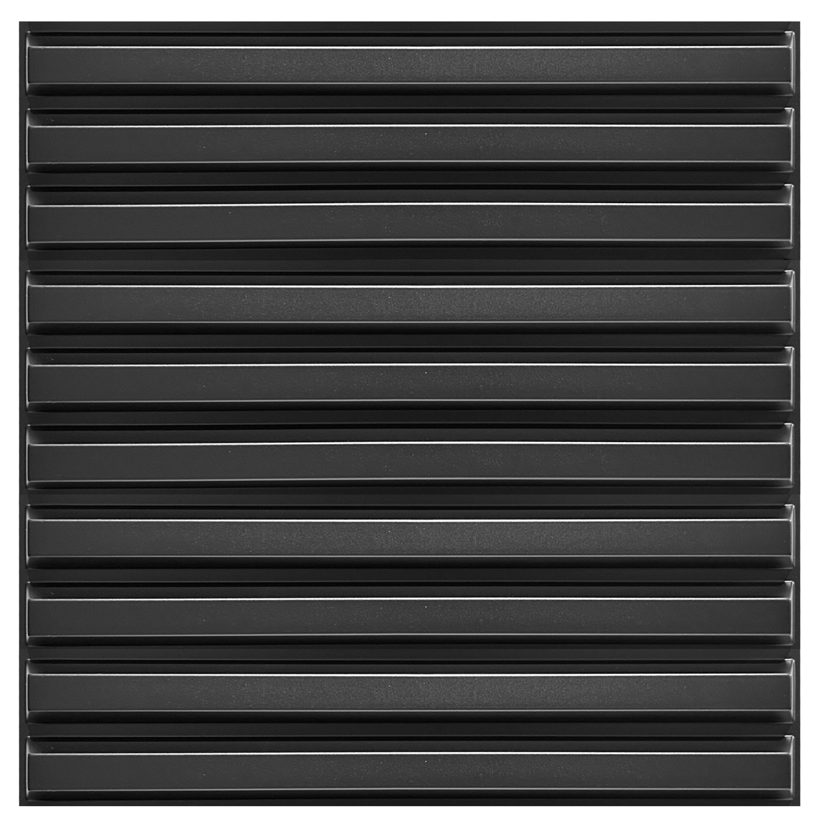 12 Plaques Murales 3D en PVC – 3 m² – Effet Slats Black – Panneaux Décoratifs pour Murs et Plafonds – Idéal Salle de Jeu / Intérieur - 3
