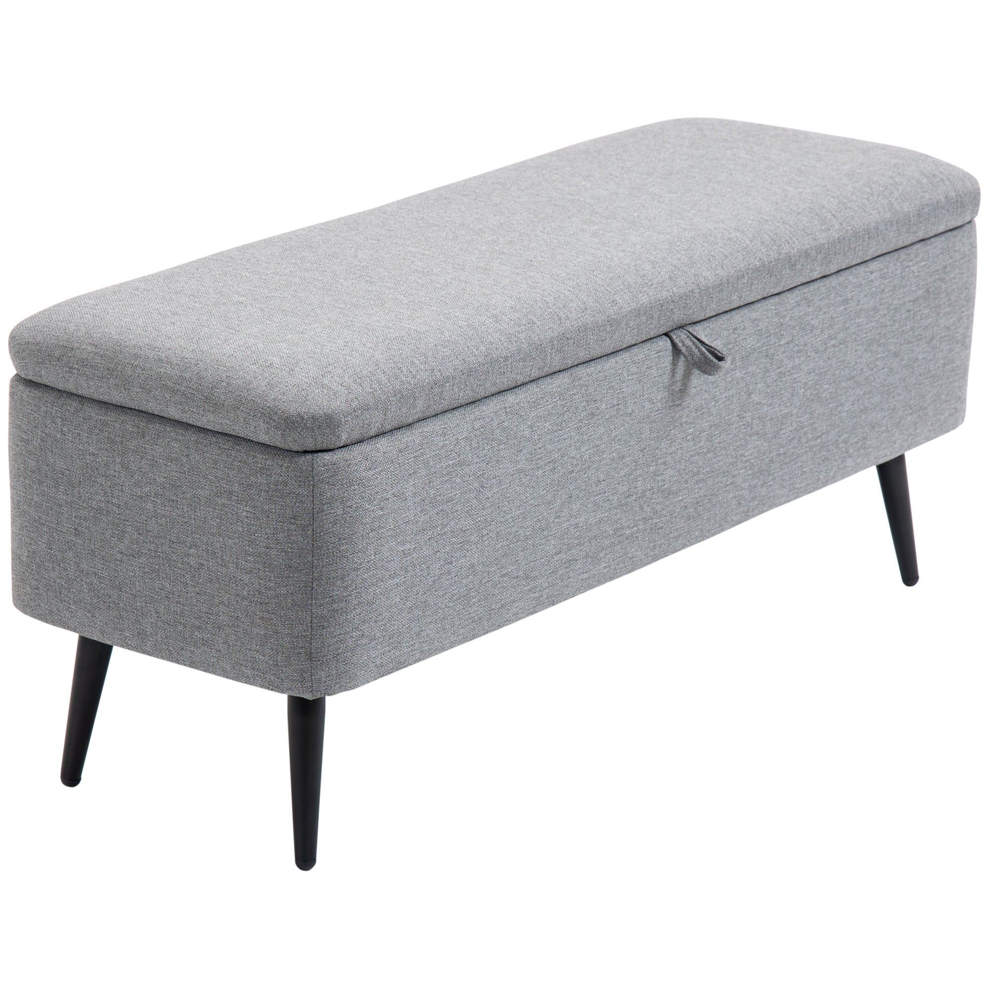 HOMCOM Panca Fondo Letto con Design a Bottoni e Rivestimento in Tessuto Effetto Lino, Panca Imbottita in Poliestere e Legno, 110x37x49 cm, Bianco Crema