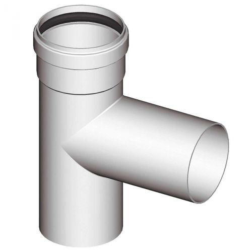 RACCORDO A T 90 TEE d. 80 mm PER CANNA FUMARIA TUBO IN ALLUMINIO BIANCO STABILE