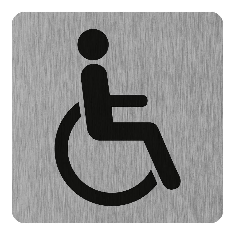 Signalisation plaque de porte aluminium brossé - Plate-up WC handicapé