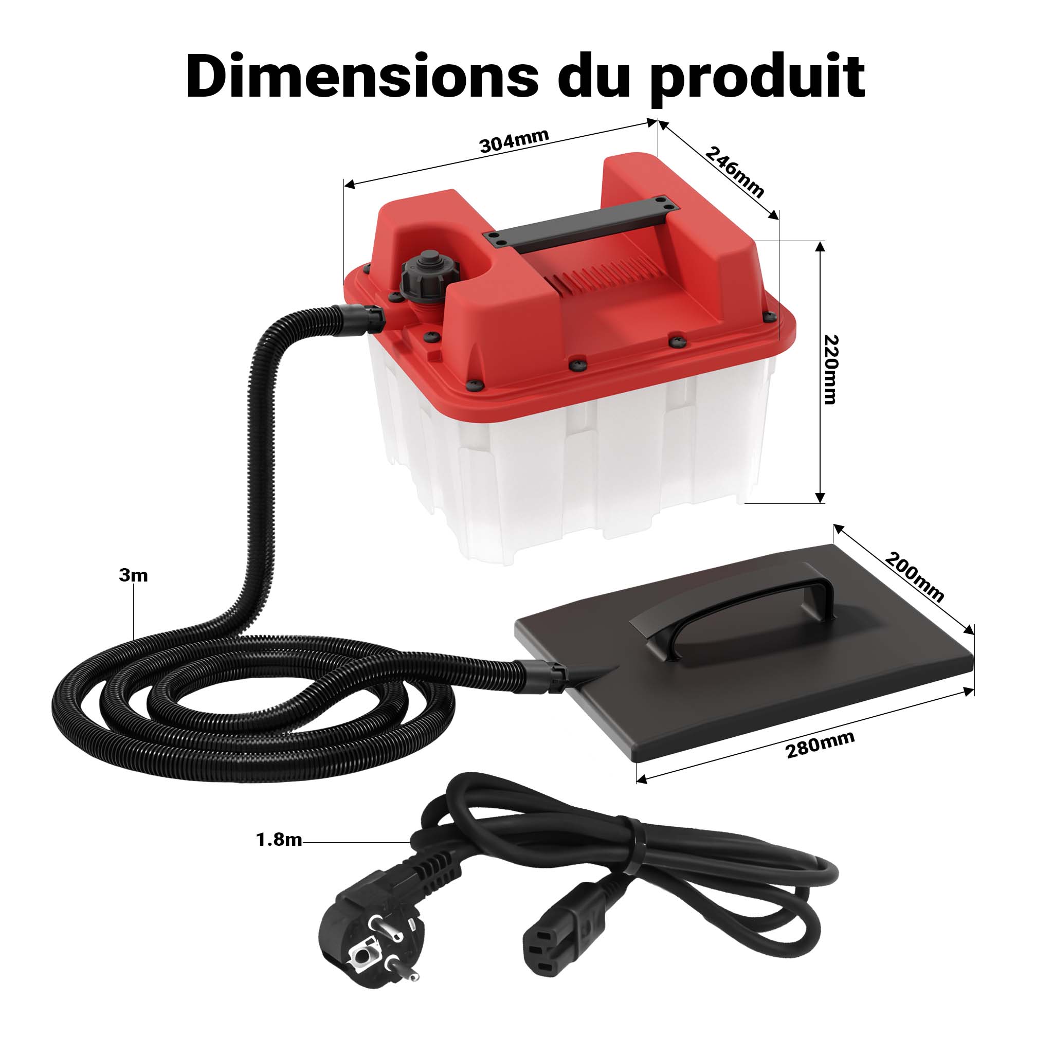 Décolleuse de papier peint à vapeur Puissance 2200W Réservoir 4,5L Durée de fonctionnement 70 Wiltec - 3