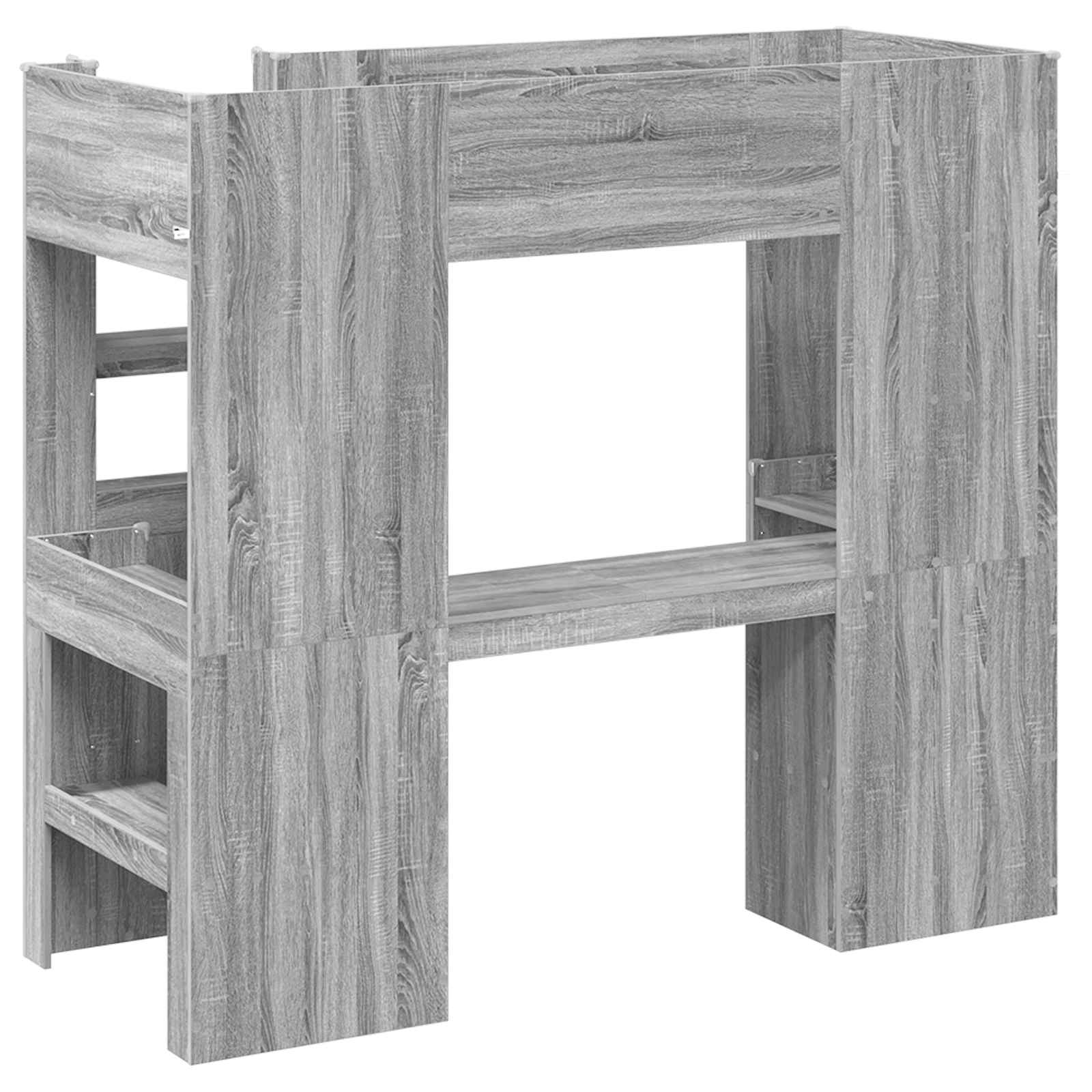 Cadre de lit superposé avec bureau, gris, pour la chambre, 75 × 190 cm - 7