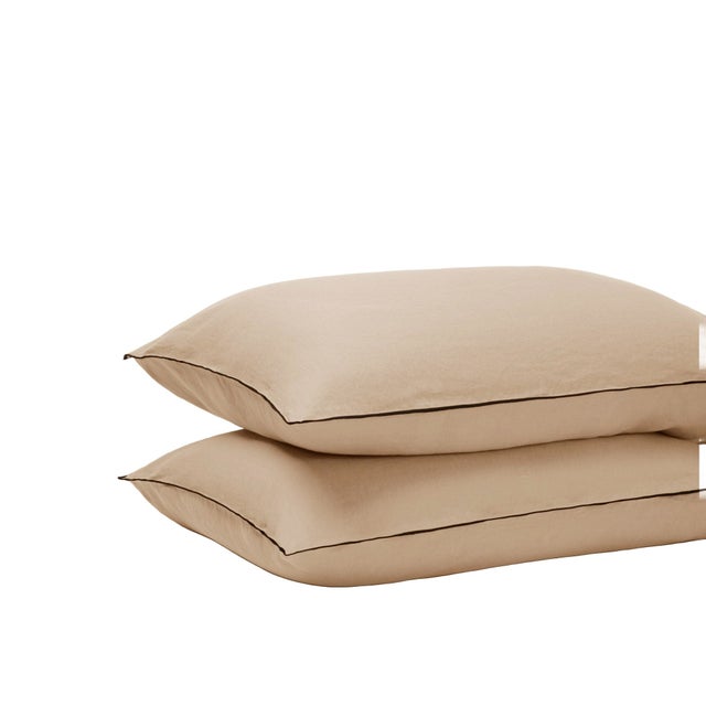 lot de 2 taies d'oreiller en 100% lin lavé légèrement froissé, 50x75 cm CARLINA beige 50x75 cm