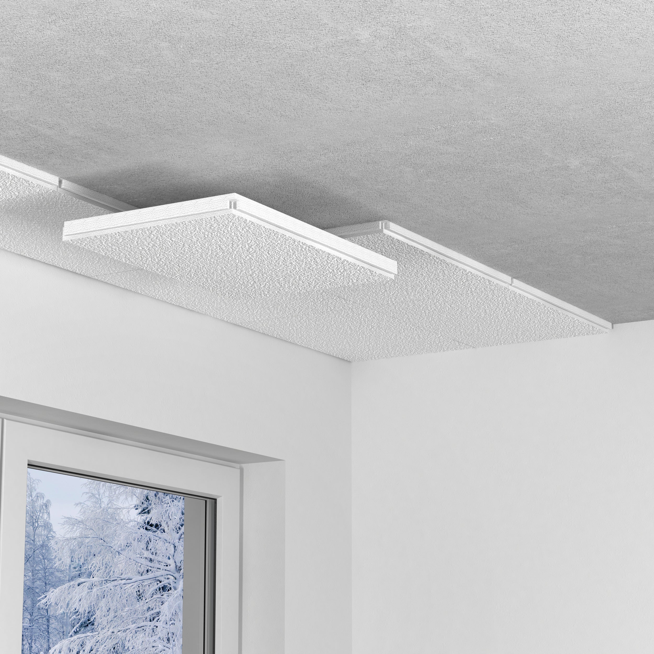 CLIMAPOR Dalle de plafond isolante emboîtable Economie d'énergie - polystyrène - blanc - épaisseur 3 cm - 58 x 38 x 3 cm - 8 sachets (~ 7,2 m2) - 2