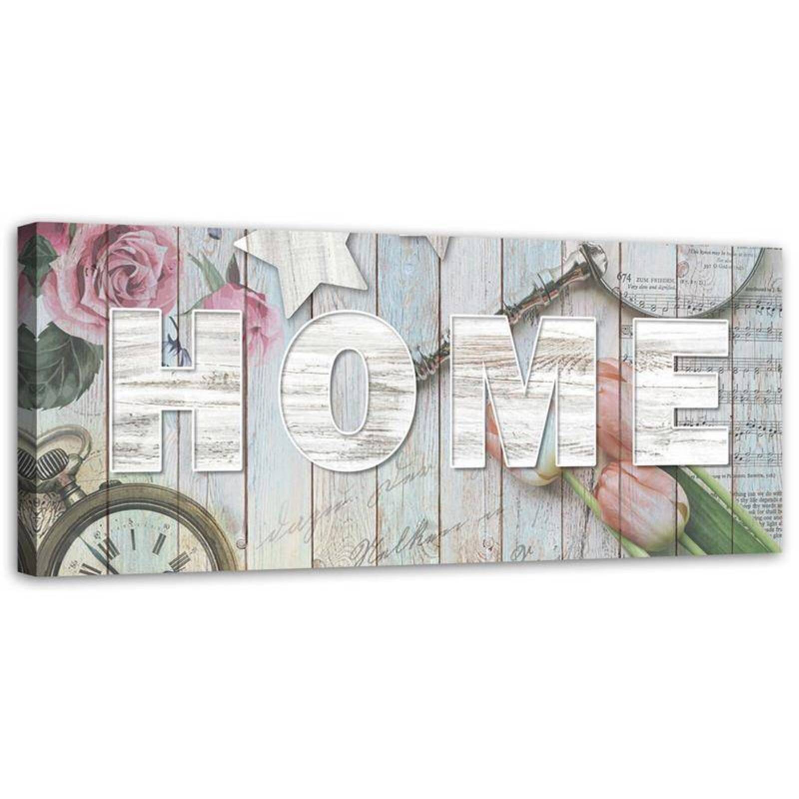 Obraz na płótnie, Rustykalny styl napis Home 150x50