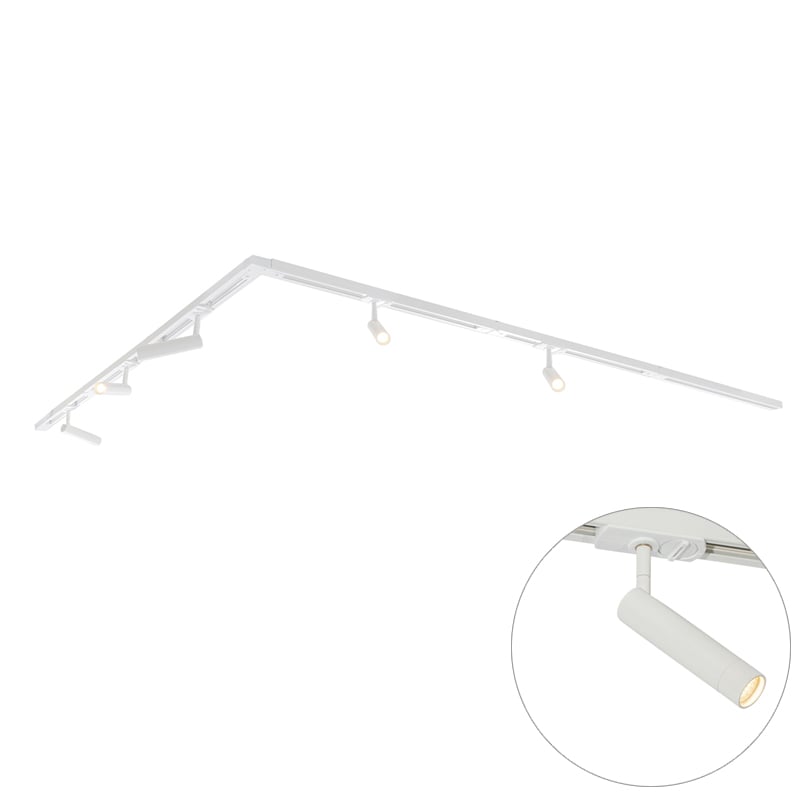 Nowoczesny system oświetlenia szynowego z 5 reflektorami białymi 1-fazowymi - Iconic Ivy