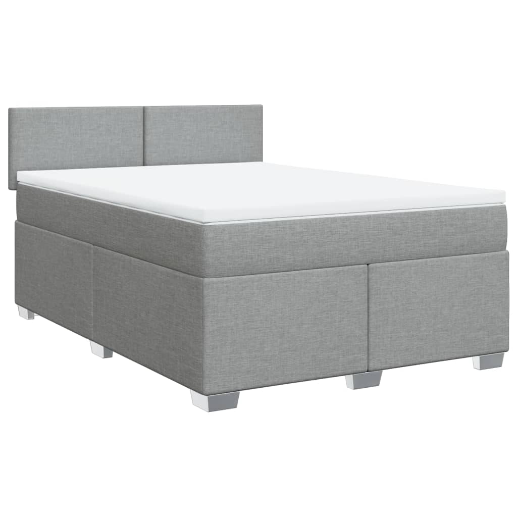 Cama box spring con colchón tela gris claro 140x200 cm | Leroy Merlin