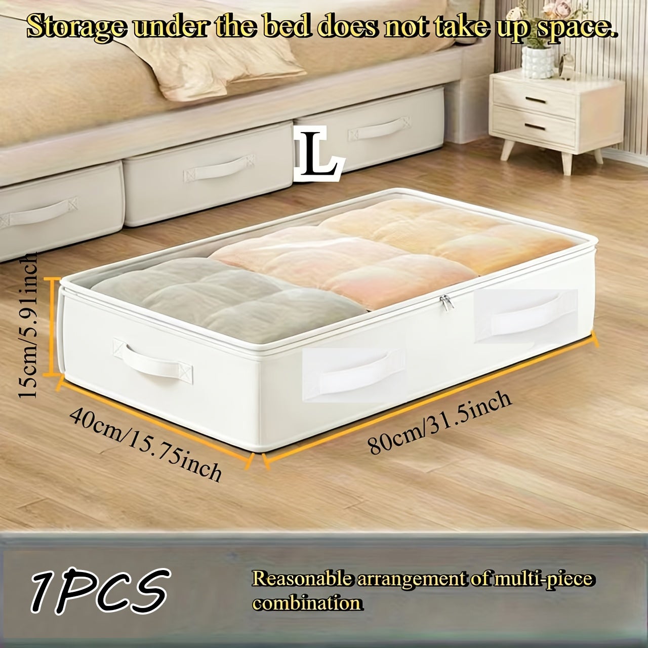 BEXTCOK Boîte de rangement sous le lit avec couvercle transparent, pliable, idéale pour ranger couvertures, cache-sommiers, couettes, oreillers - 8