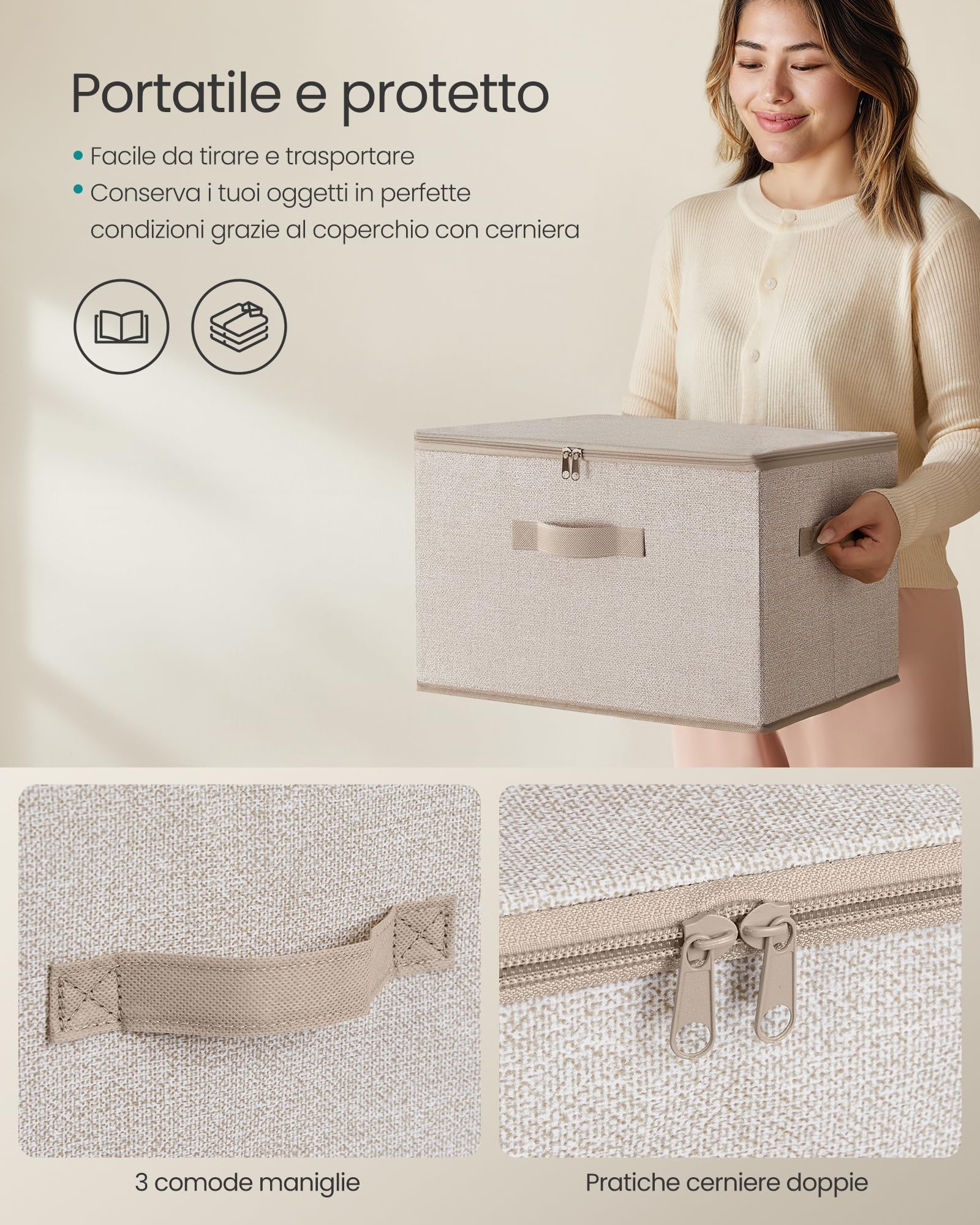 Confezione Da 3 Scatole Portaoggetti Pieghevoli Con Coperchi, Organizer