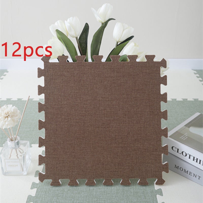 Paquete de 12 estera de escalada para bebé de interior suave, estera de juego de lino, lavable, fácil cuidado, 30x30cm, marrón