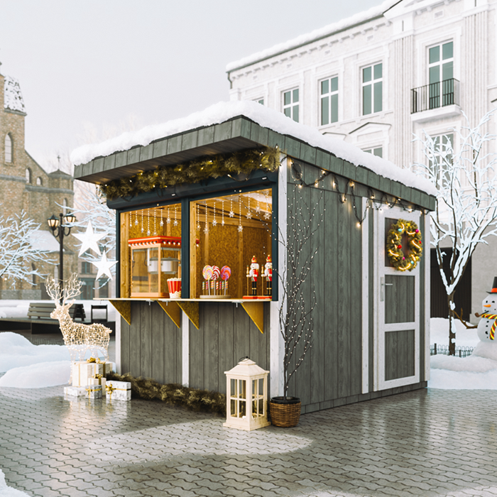 Domek handlowy, kiosk na bazie drewna - 5,9m²- Timbela M950-CAVERN STEEL