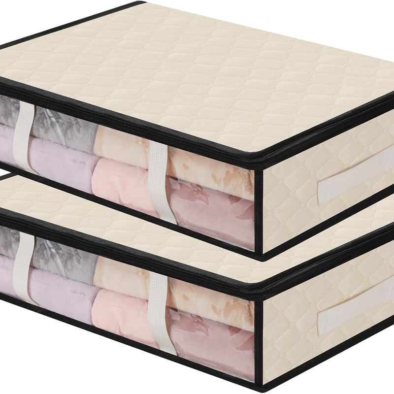 Torba do przechowywania pod łóżkiem, zestaw 2 składanych, miękkich toreb do przechowywania pod łóżkiem o dużej pojemności, z przezroczystym okienkiem