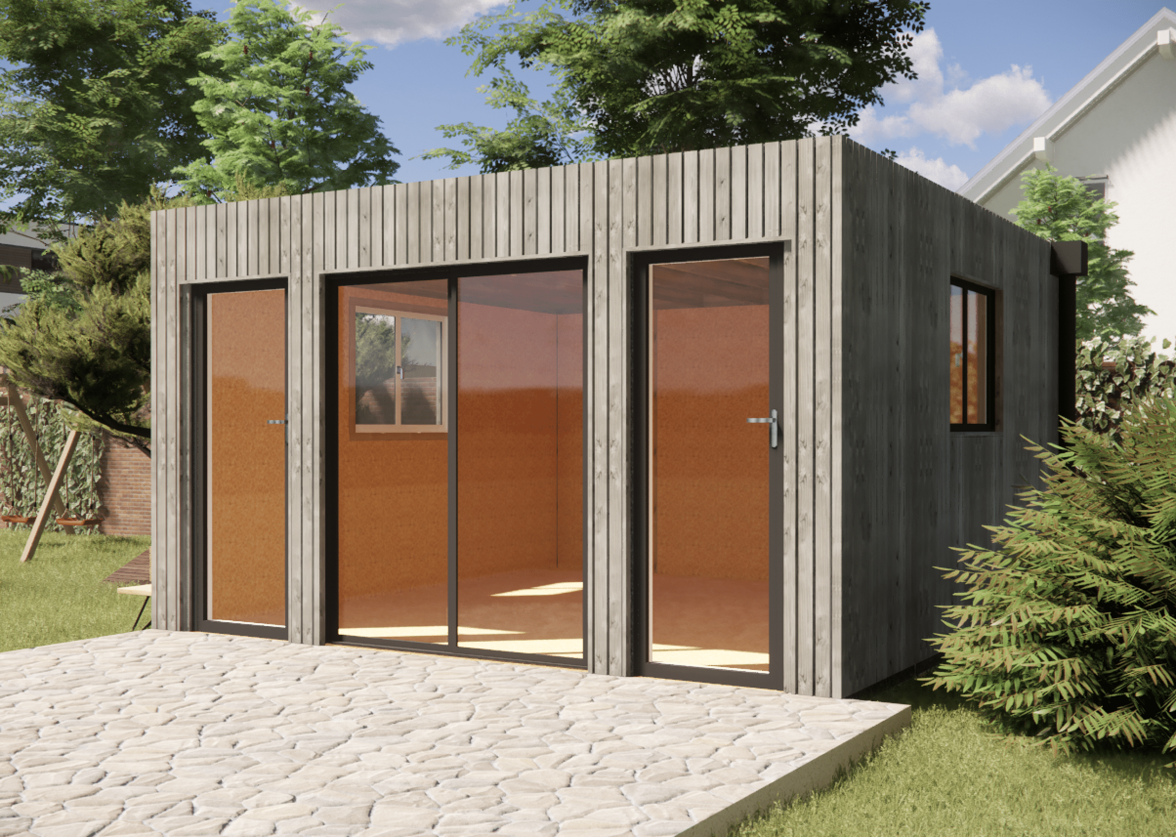 Annexe de jardin bois en bois 4,4 x 4,6 x 2,7 m avec plancher isolé - 6