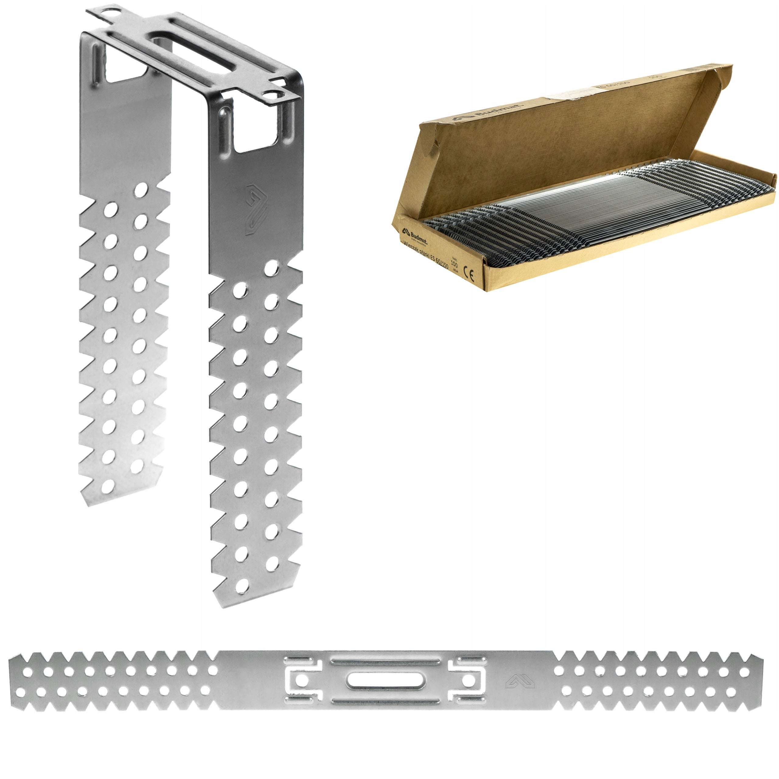 Wieszaki płaskie ES 60x150 mm Budmat grubość 0,8 mm do profili CD60 100szt