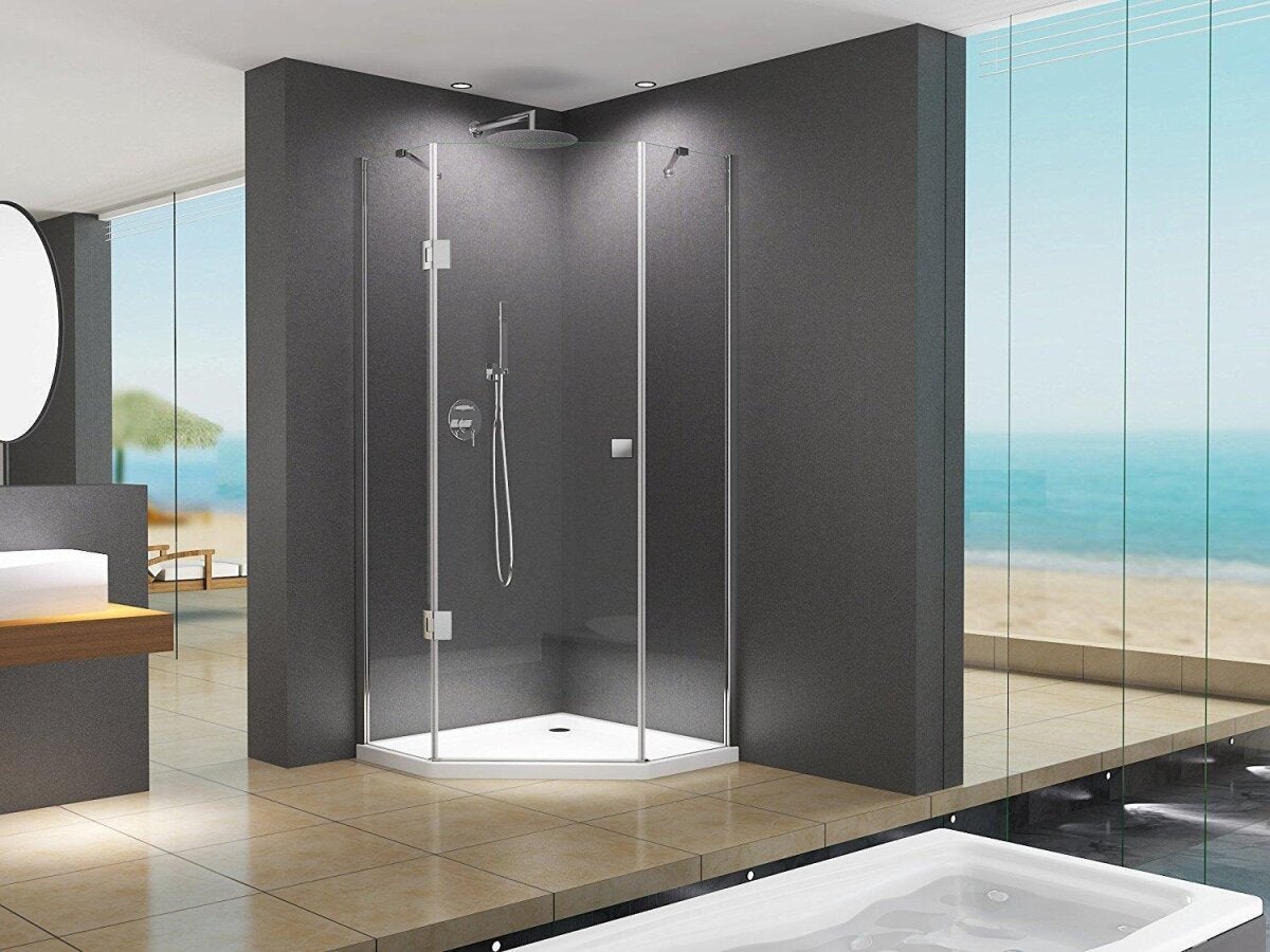BuyLando - Molly 90x90x195 cm Pentagone Cabine de douche incl. receveur de douche | Leroy Merlin