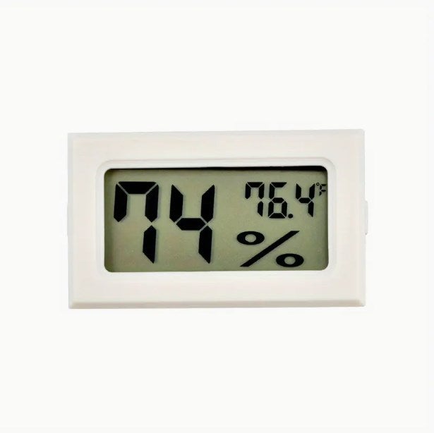Precyzyjny biały cyfrowy mini termometr i higrometr do monitorowania temperatury i wilgotności w pomieszczeniach - wyświetlacz Fahrenheita (℉)