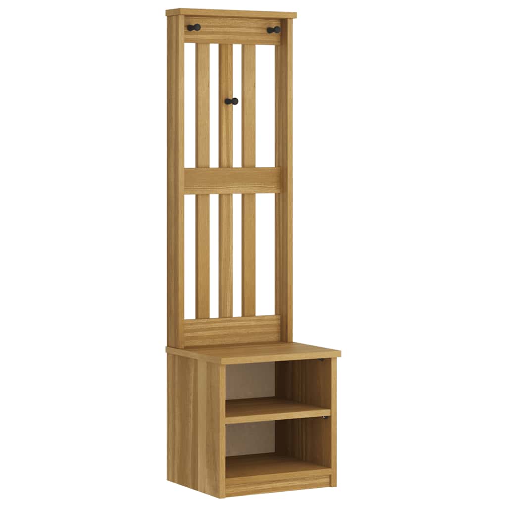 Árvore de Hall SANDENS 45x40x159,5 cm Madeira Maciça de Pinho vidaXL - 2