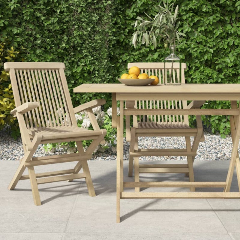 Chaises de jardin pliantes lot de 2 gris 56x61x89cm bois teck | Leroy ...