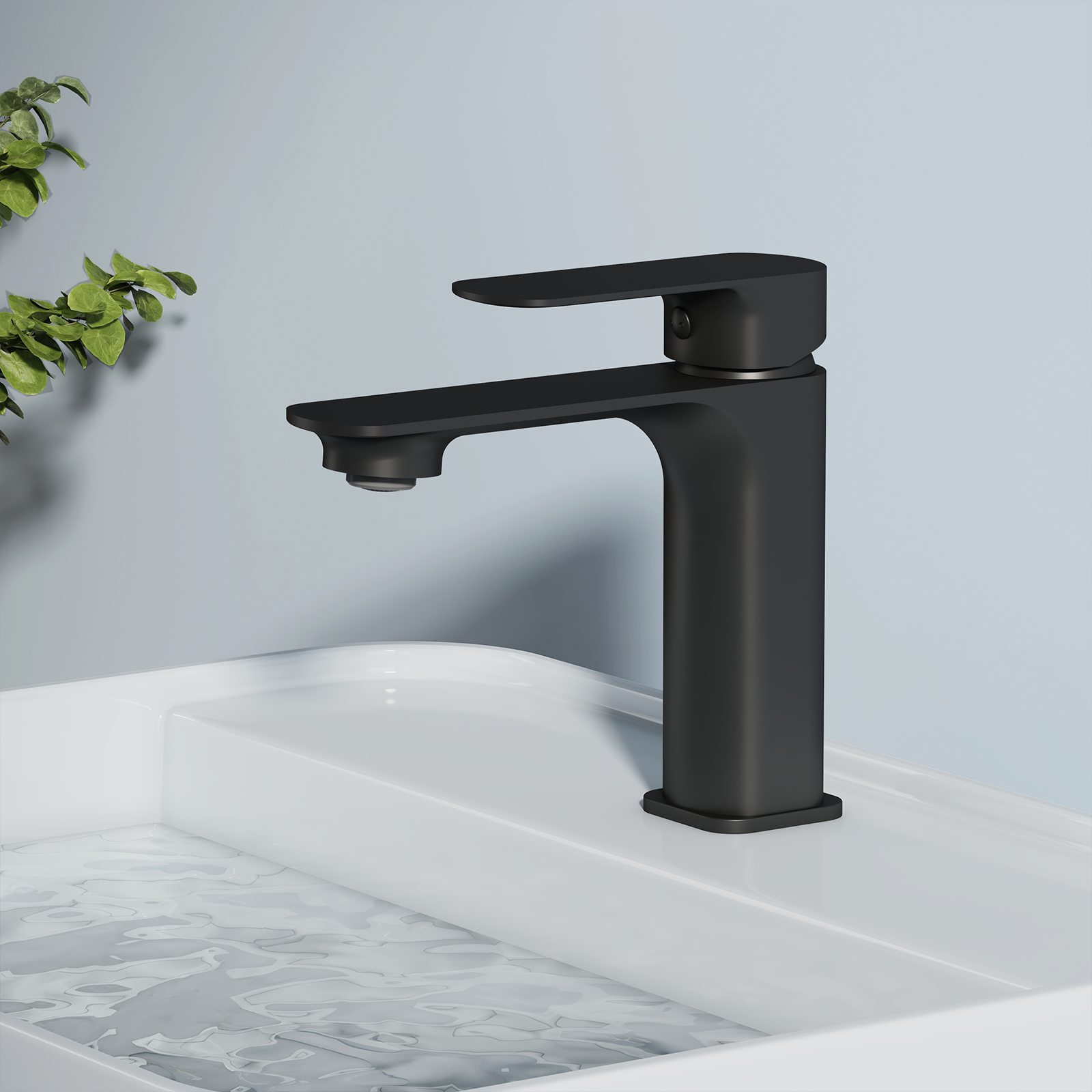 EMKE Bateria umywalkowa czarny matowy 16.6 cm