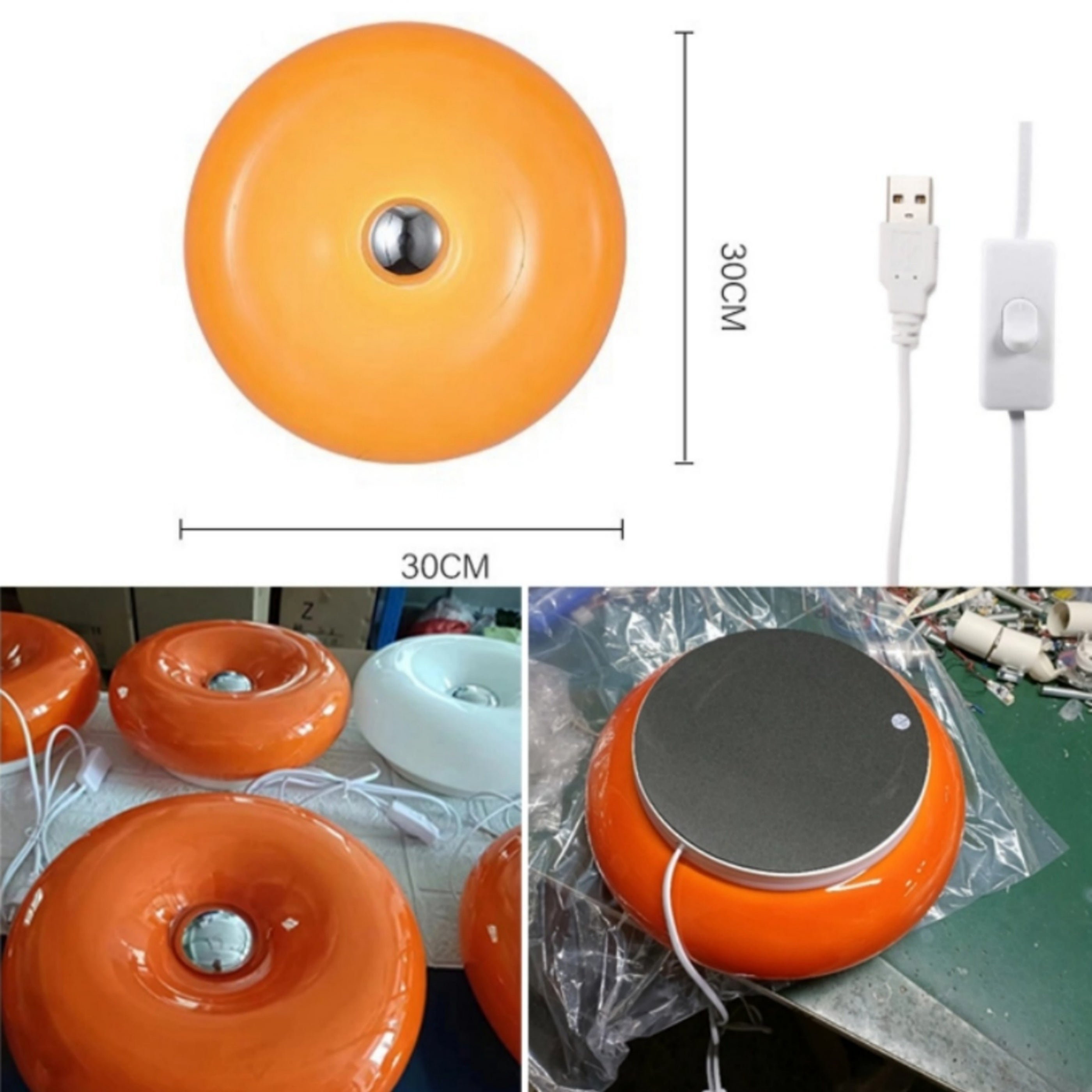 10PC Lampe à poser, Lampe Donut Touch, Lampe d'ambiance rétro Bauhaus, Lampe de bureau LED, Lampe de chevet avec 3 modes d'éclairage, Orange - 4