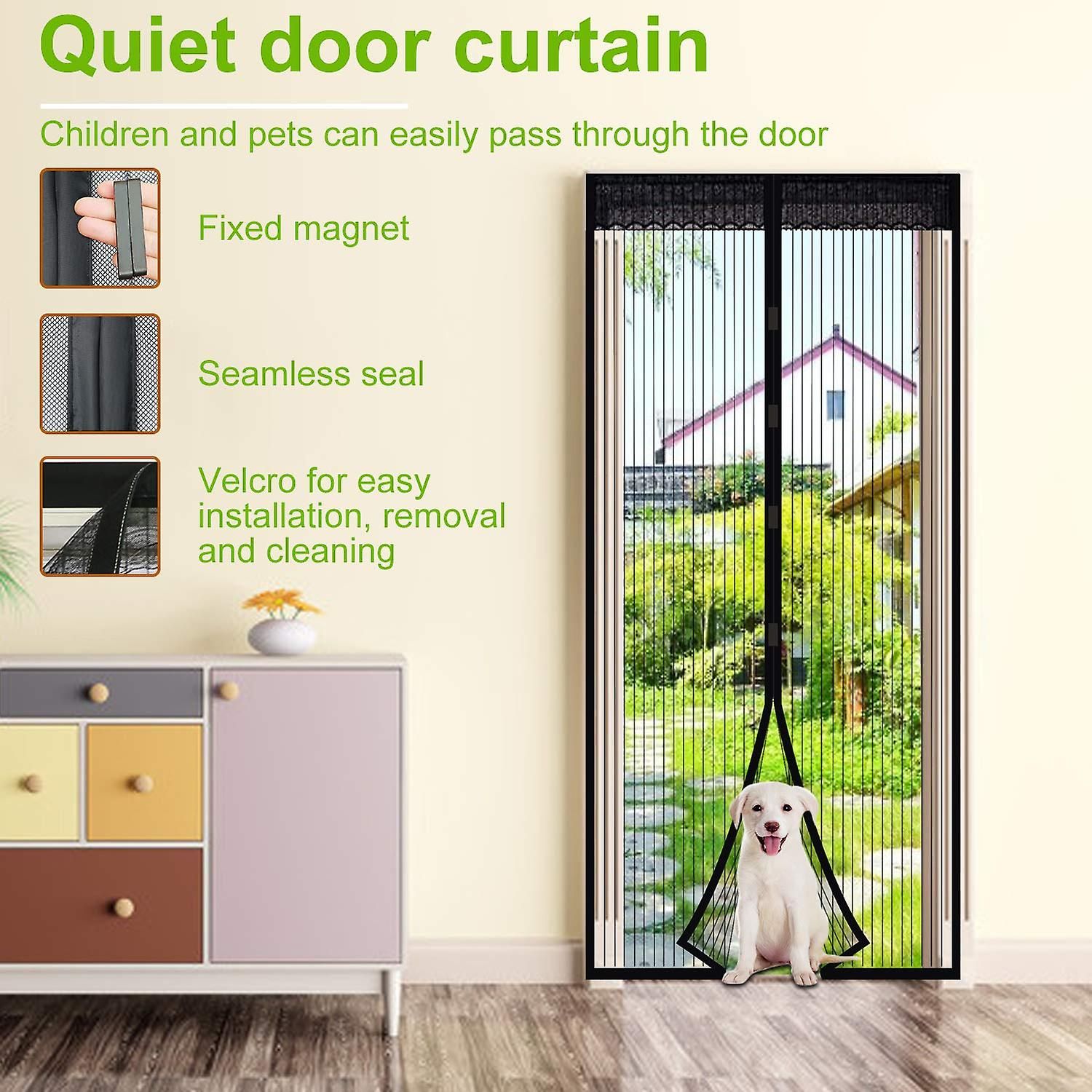 Moustiquaire magnétique à fermeture automatique Moustiquaire pour balcon/salon Joint pour porte-fenêtre 120*220cm - 3