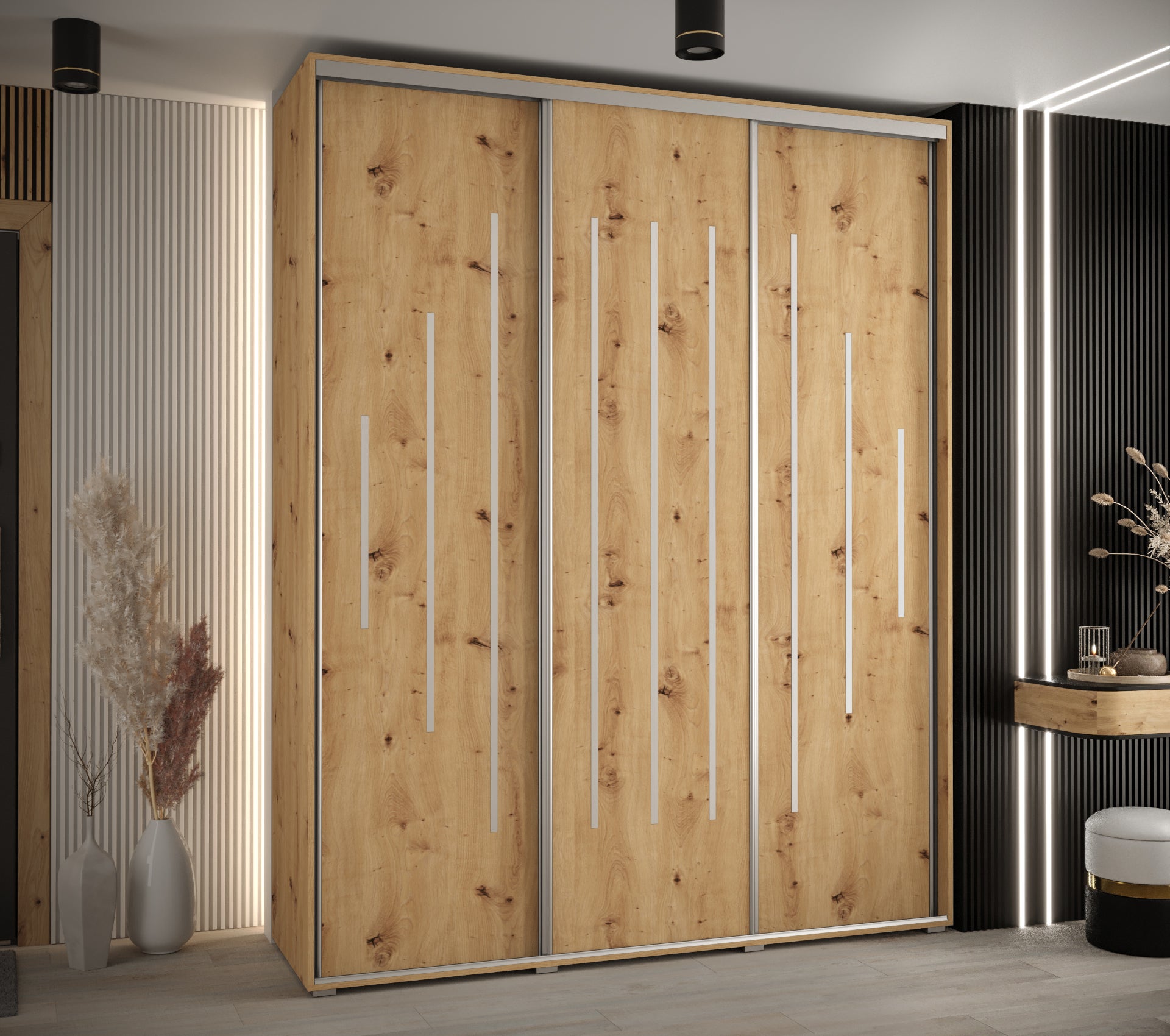 Szafa przesuwna wysoka Davos 12 200 x 60 x 235,2 cm artisan + artisan + u. srebrny - Abiks Meble - 2