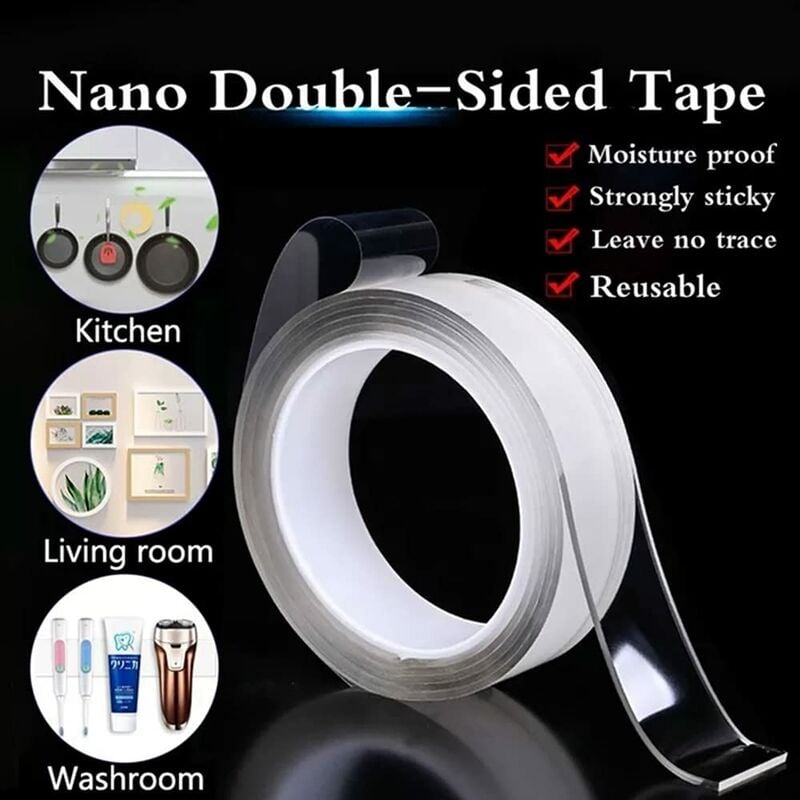 Ruban adhésif double face nano haute résistance, ruban d'installation amovible transparent, lavable et réutilisable sans traces pour tapis, affiche - 3