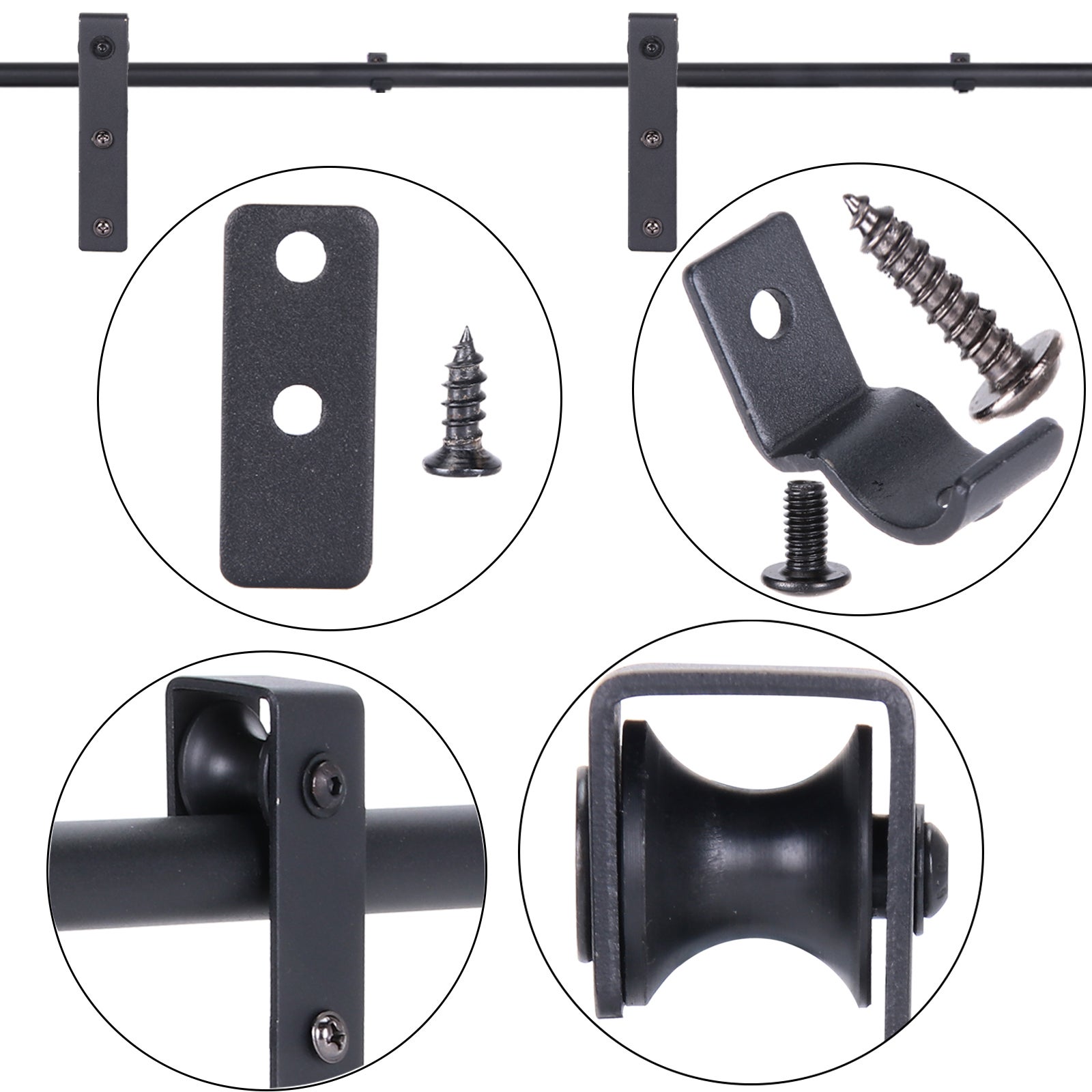 Mini Kit de Matériel de Porte Coulissante de Placards, Quincaillerie Système Rail Porte Suspendue pour Meuble TV Armoire - Porte Simple 3FT/90CM - 5