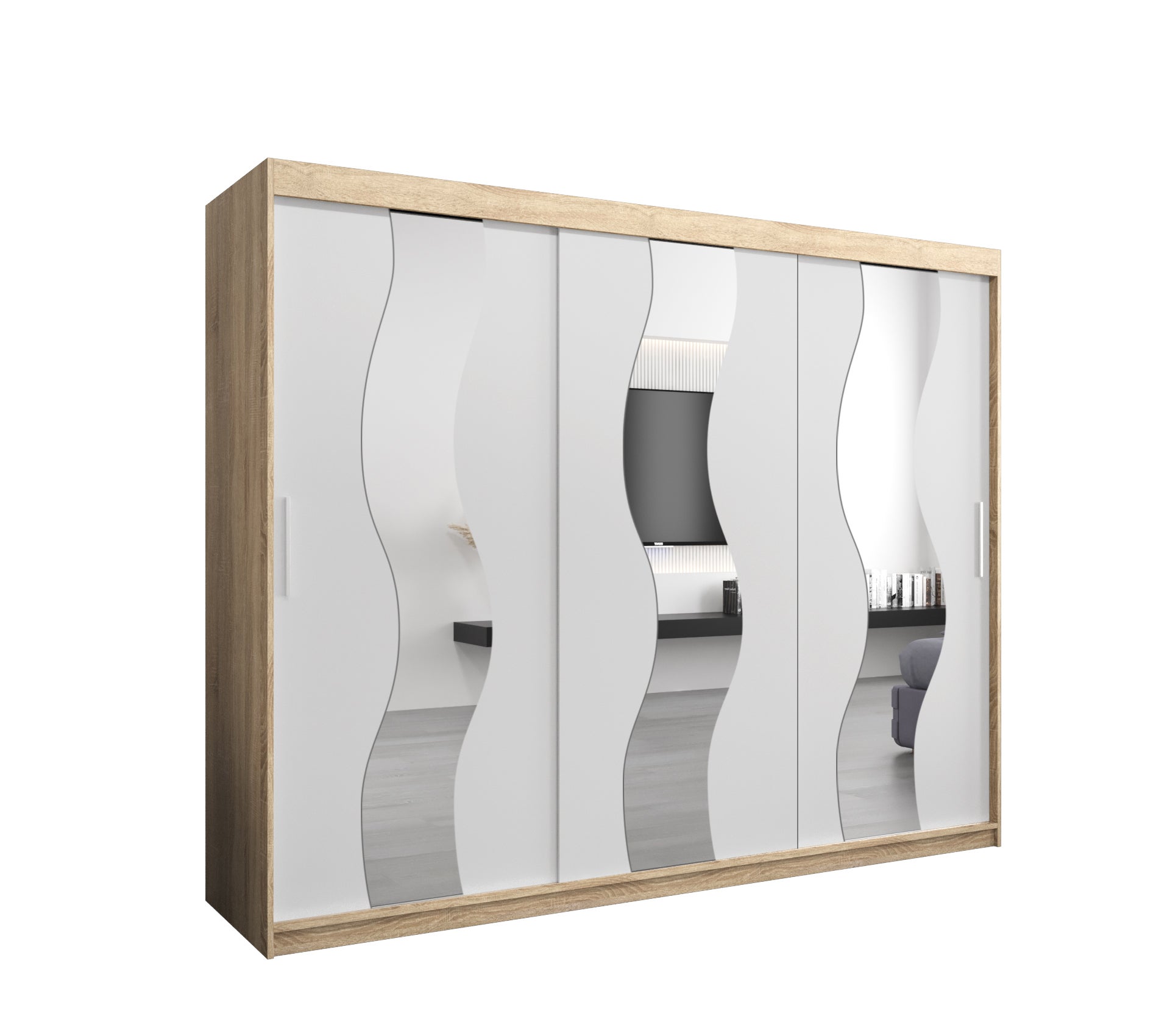Szafa przesuwna garderoba SEWILLA 250 x 62 x 200 cm Sonoma + Biały - Abiks Meble