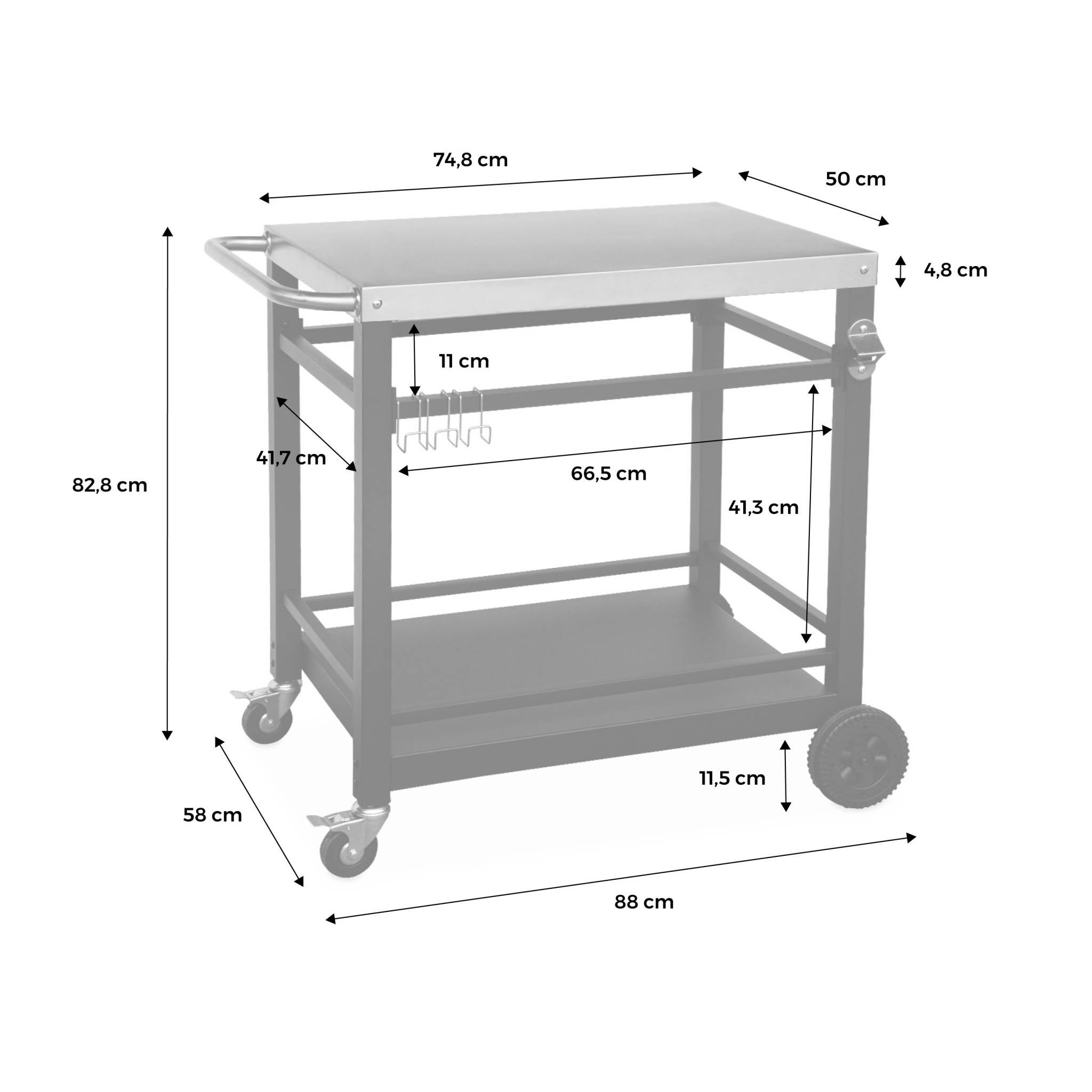 Carrello per barbecue, Nero - 5
