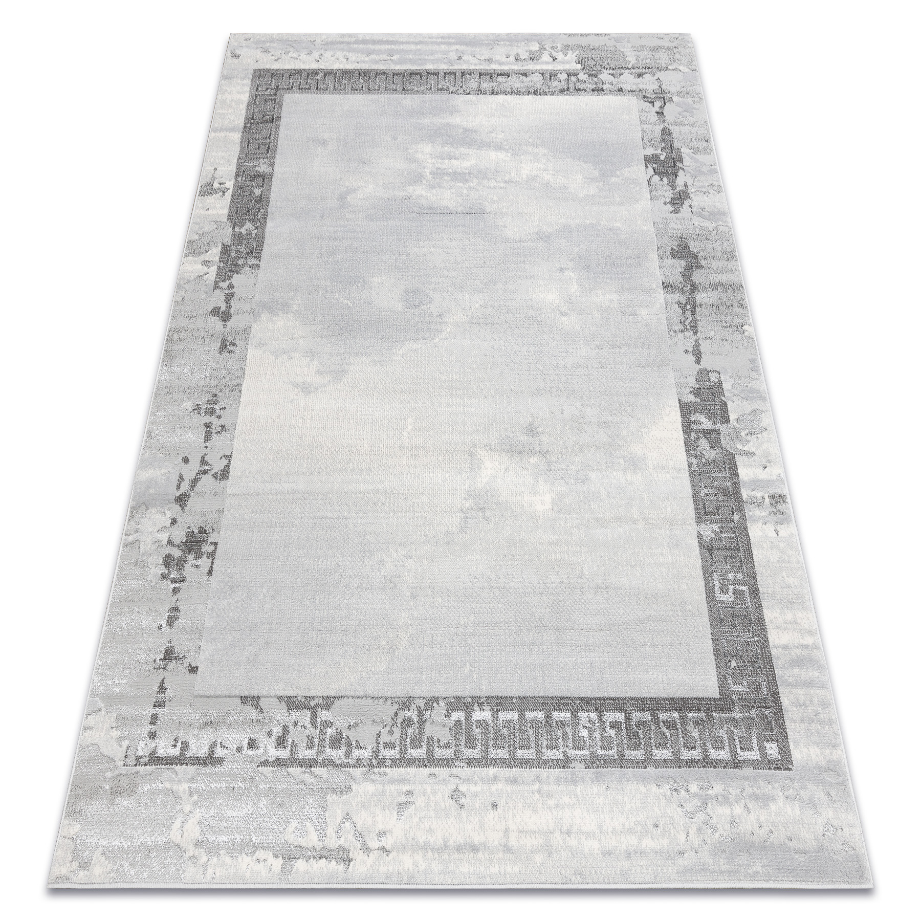 Alfombra lira e1473 marco, griego vintage estructural, moderna, glamour - gris 240x330 cm