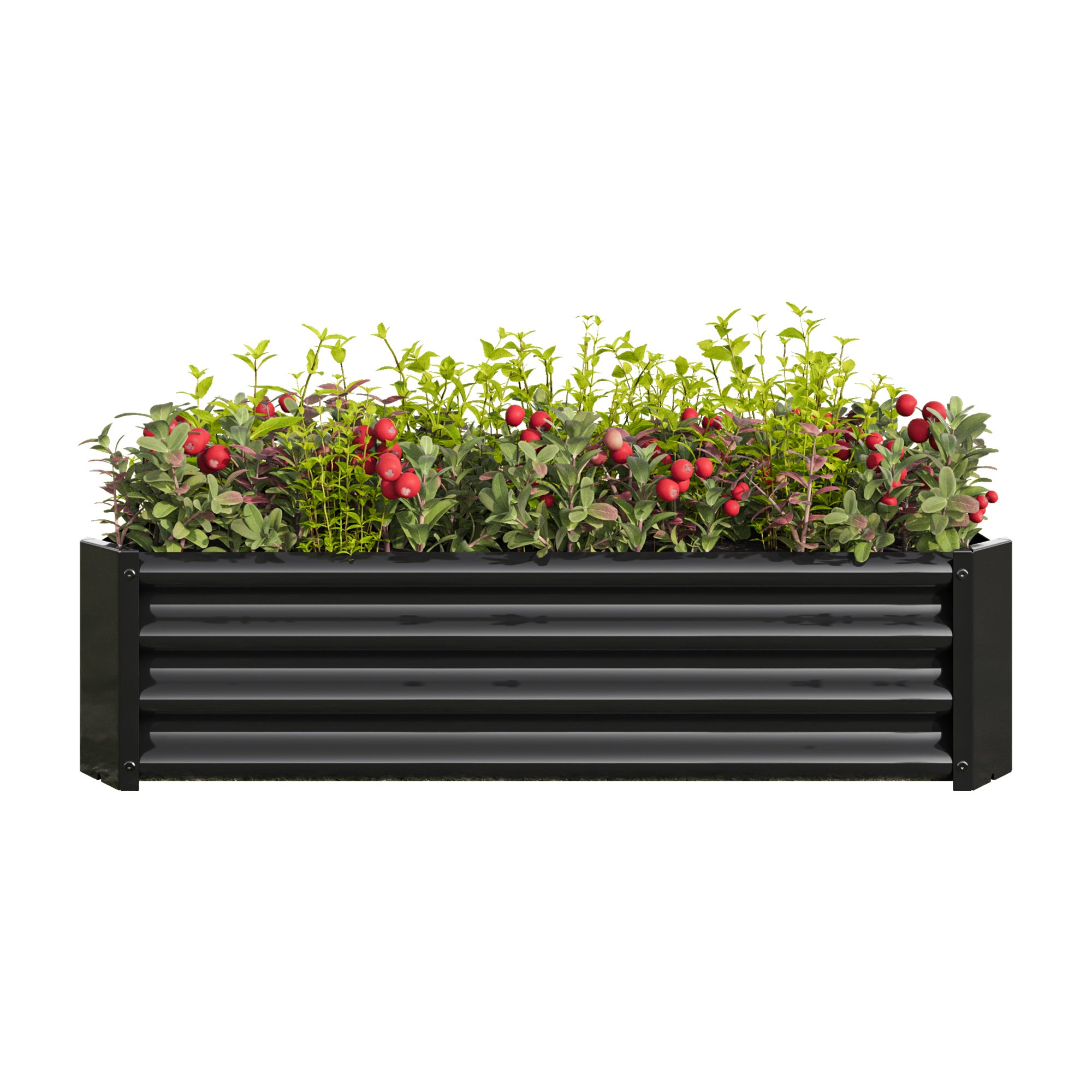 Bac de plantation fabriqué en tôle d'acier robuste conception stable, antirouille et durable, base non incluse, 120x60x30 cm, métal, noir - 8