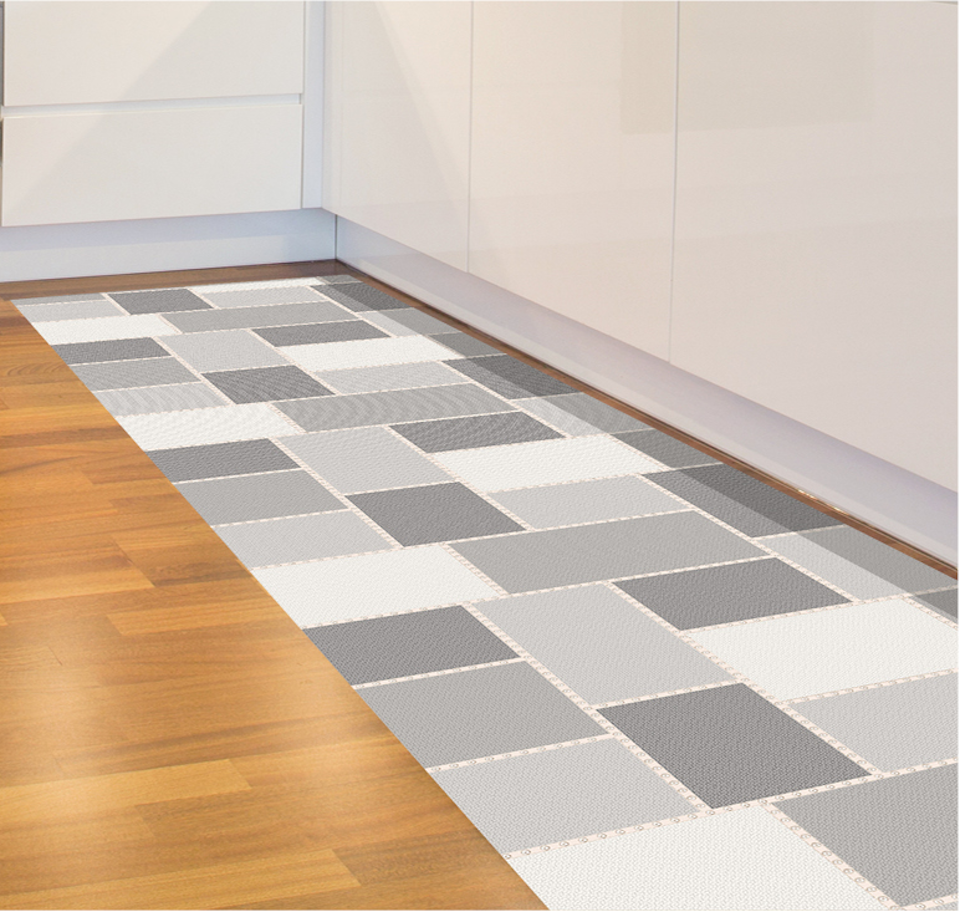Tapis Cuisine Antidérapant - Set 2 Pièces 43x75cm + 43x120cm | Lavable Machine - Silicone