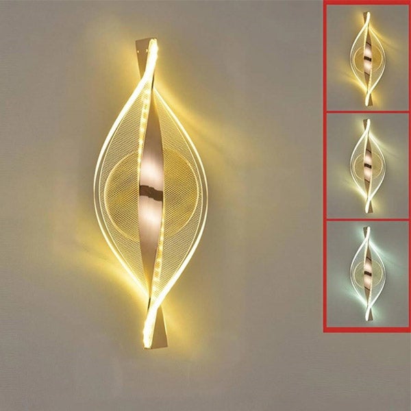 Lampa Ścienna LED 3 w 1 - Regulacja 3000K/4500K/6000K - Spiralny Design 30cm - Lampka Nocna - Nowoczesna Dekoracja do Sypialni - 1 sztuka