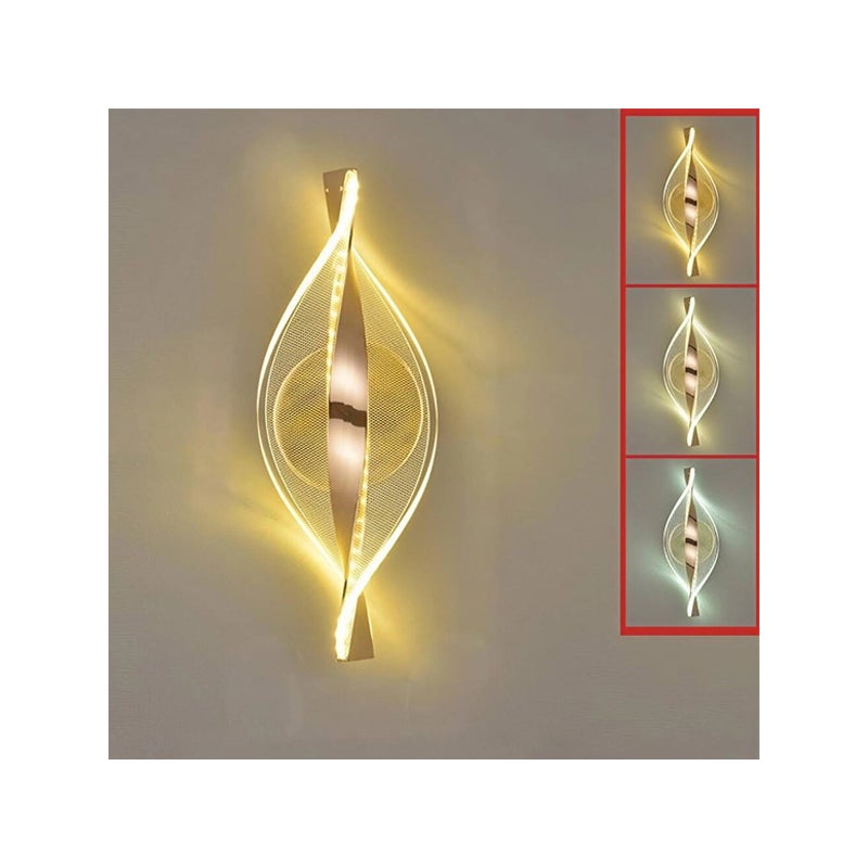 Lampa Ścienna LED 3 w 1 - Regulacja 3000K/4500K/6000K - Spiralny Design 30cm - Lampka Nocna - Nowoczesna Dekoracja do Sypialni - 1 sztuka