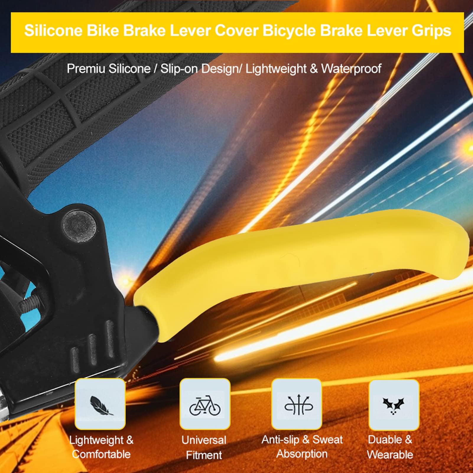 5 cores capa da alavanca do freio da bicicleta apertos de silicone anti deslizamento protetor à prova dwaterproof água acessório ciclismo (amarelo) - 5