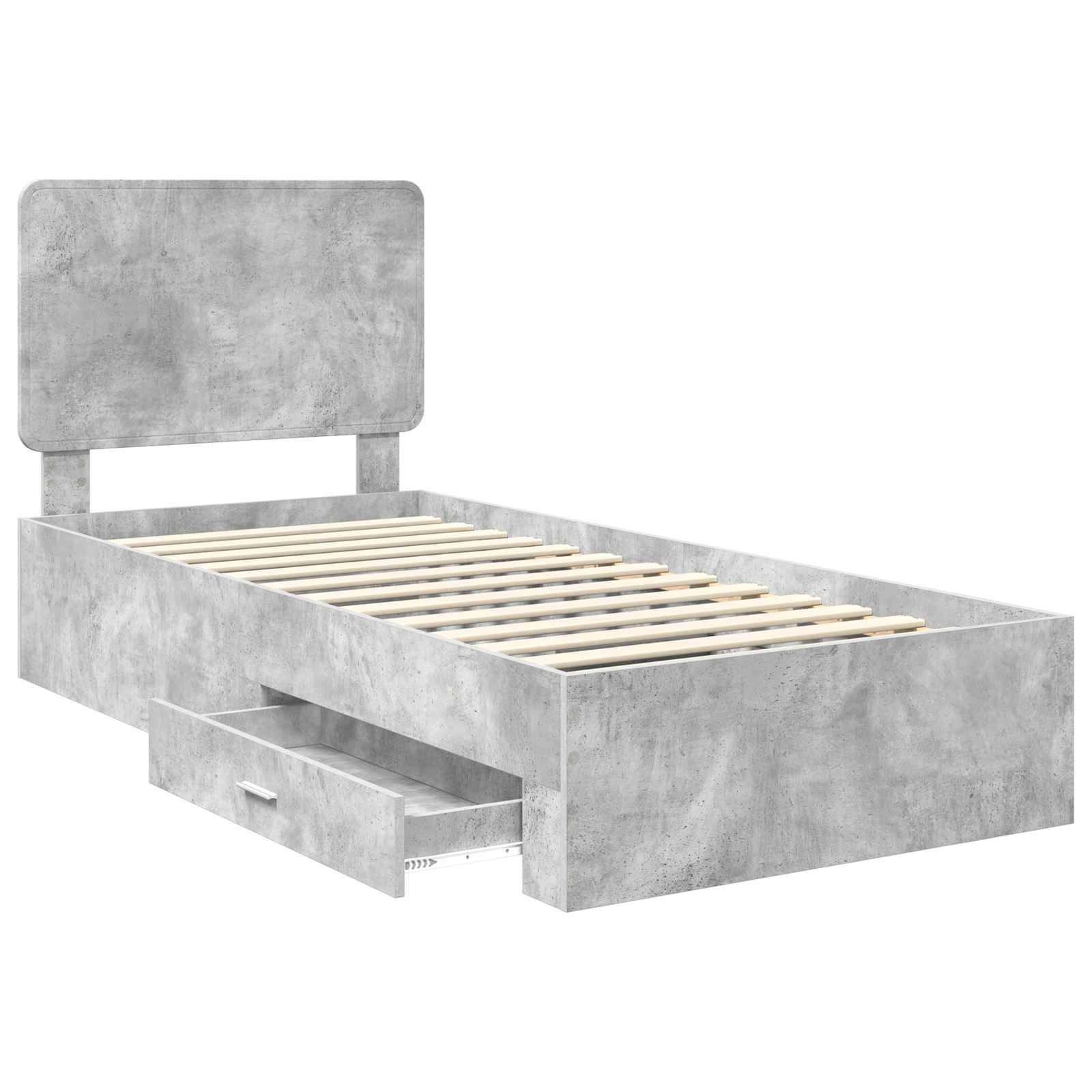 Cadre de lit gris béton 70 x 190 cm panneau de bois - 5