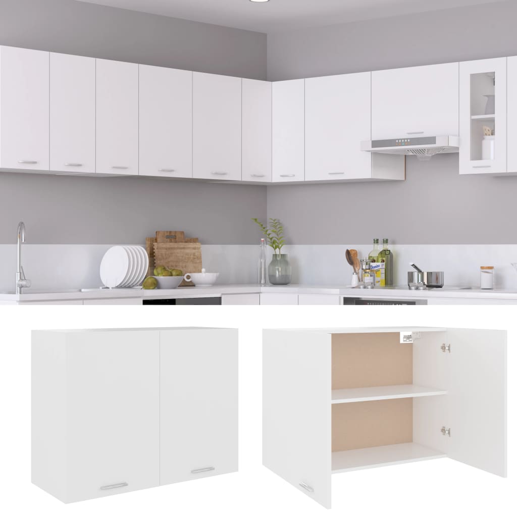 Meuble suspendu Blanc 80 x 31 x 60 cm Bois d'ingénierie - 2
