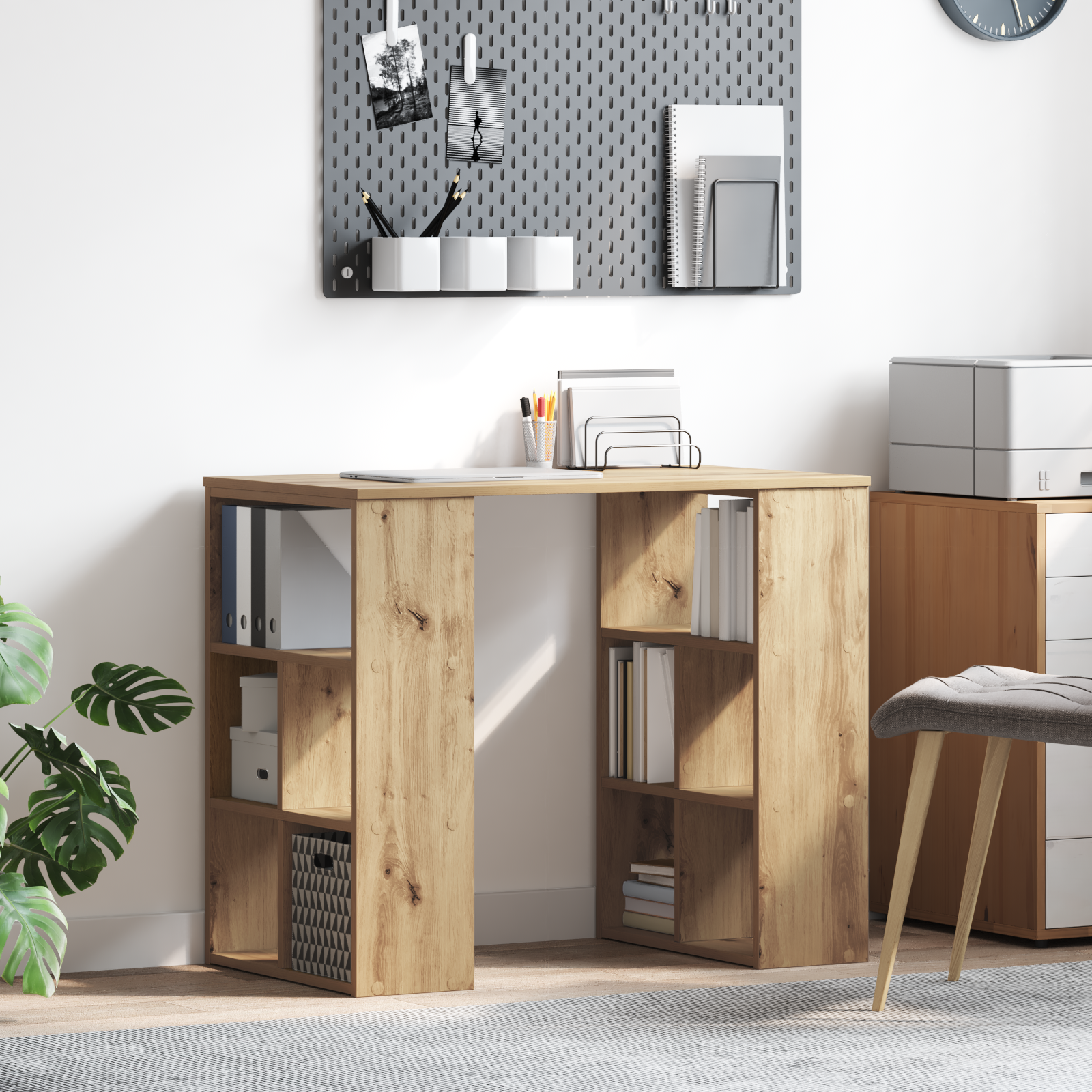 Vidaxl Escritorio De Esquina Roble Artesanal Madera Elaborada Mediano Marrón , Leroy Merlin